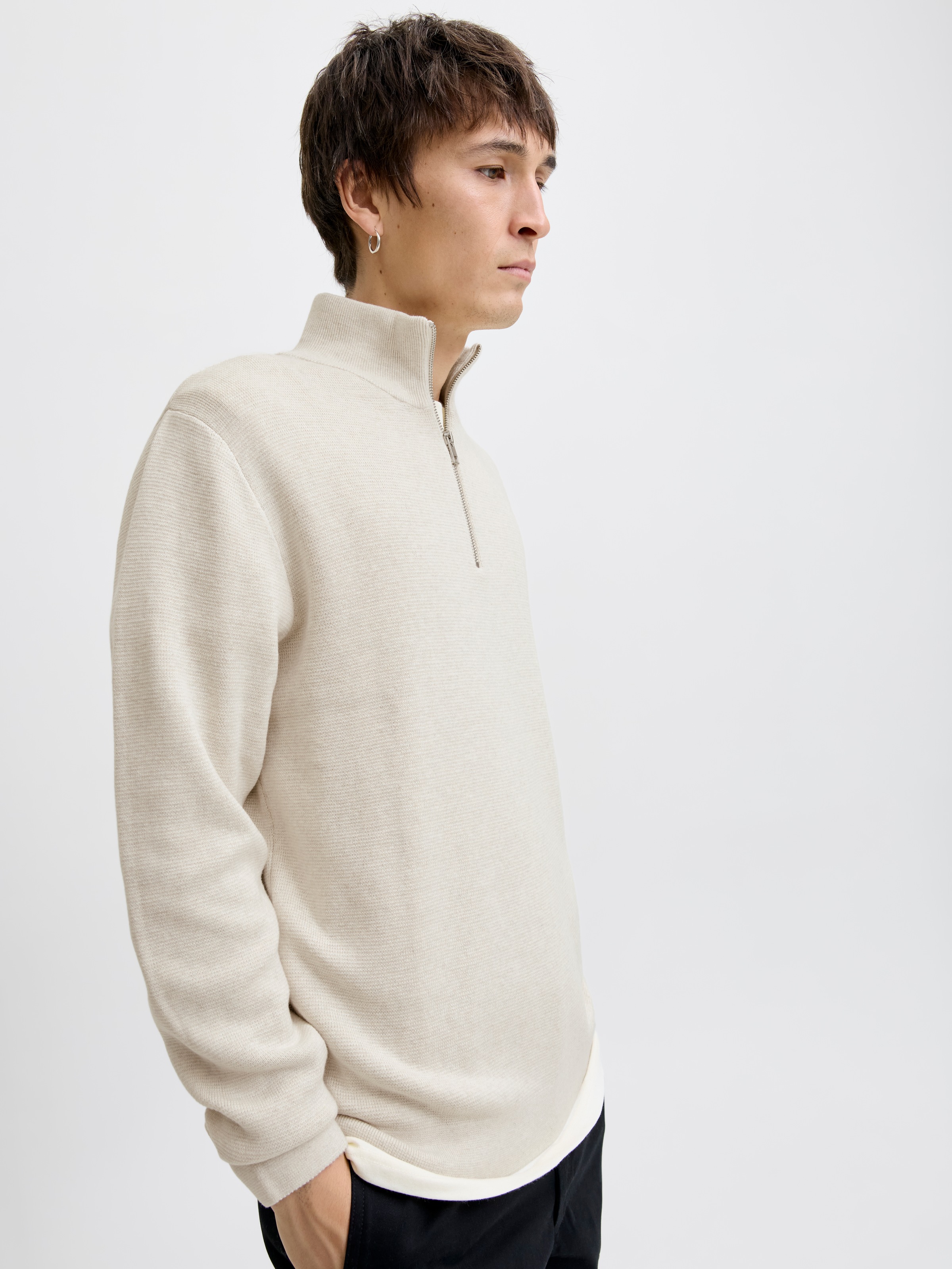 Jack & Jones Troyer »JPRBLAMILANO STITCH KNIT HALF ZIP SN«, mit kurzem Reissverschluss
