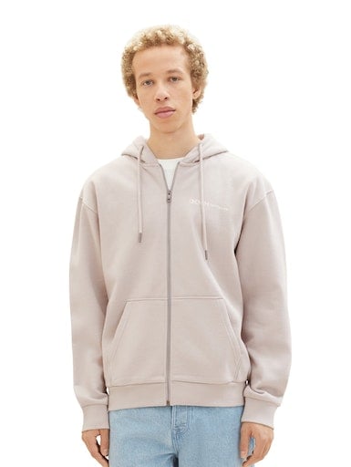 TOM TAILOR Denim Kapuzensweatjacke, mit Logobadge am oberen Ärmel