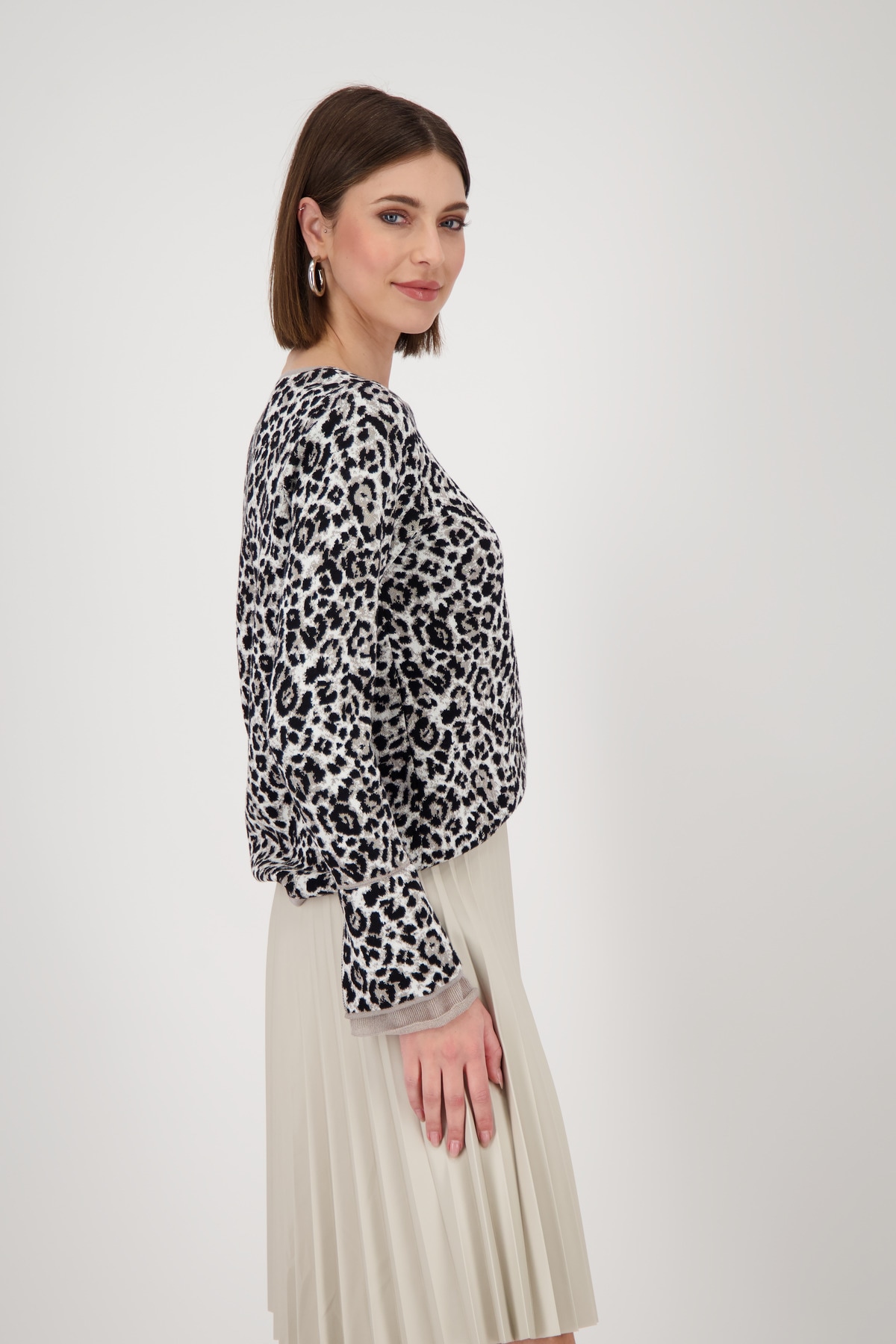 Monari Rundhalspullover »Pullover Leo allover«, Mit Rundhalsausschnitt