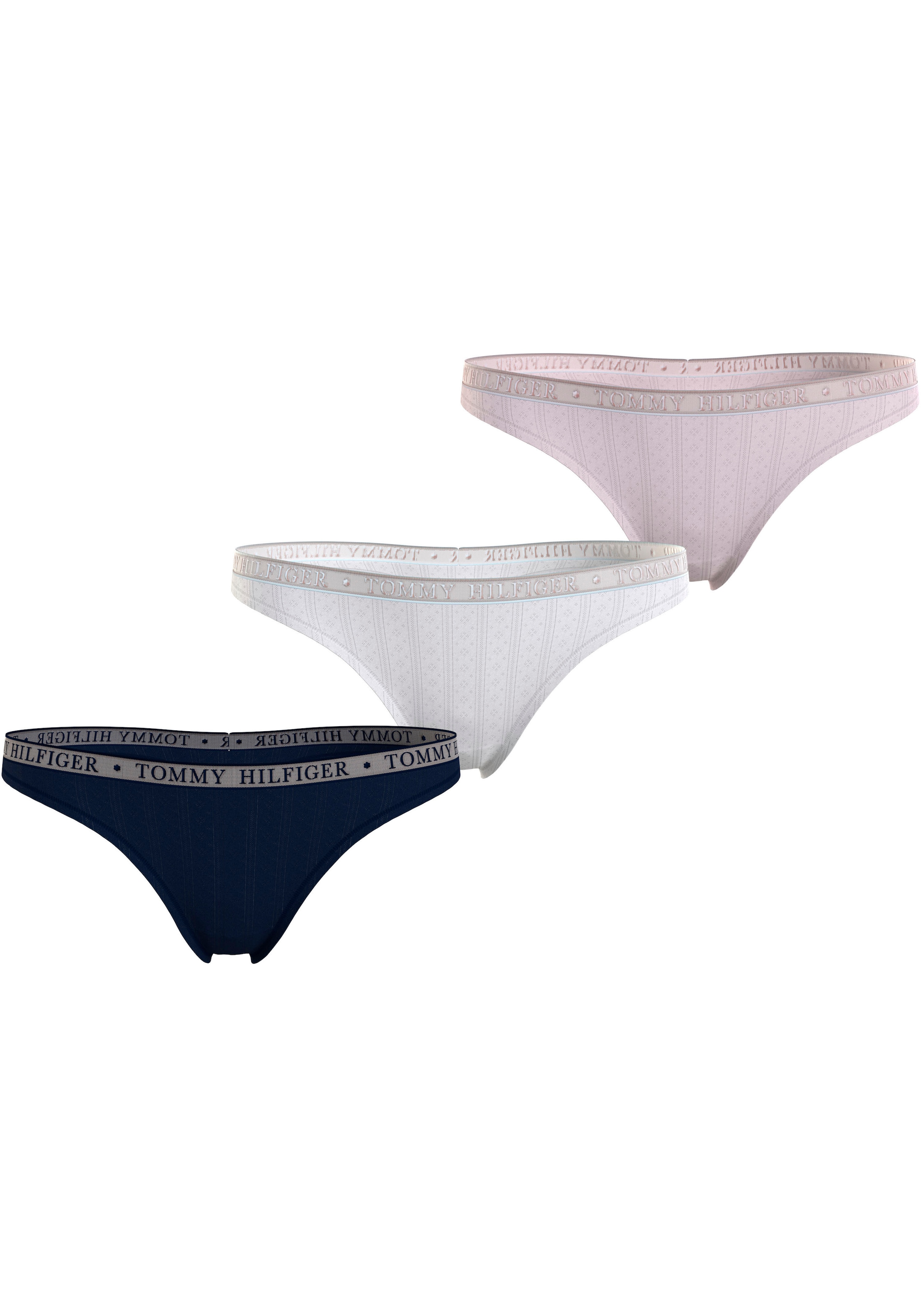 Slip »3P THONG«, (Packung, 3 St., 3er), dezent gemustert, Logoschriftzug