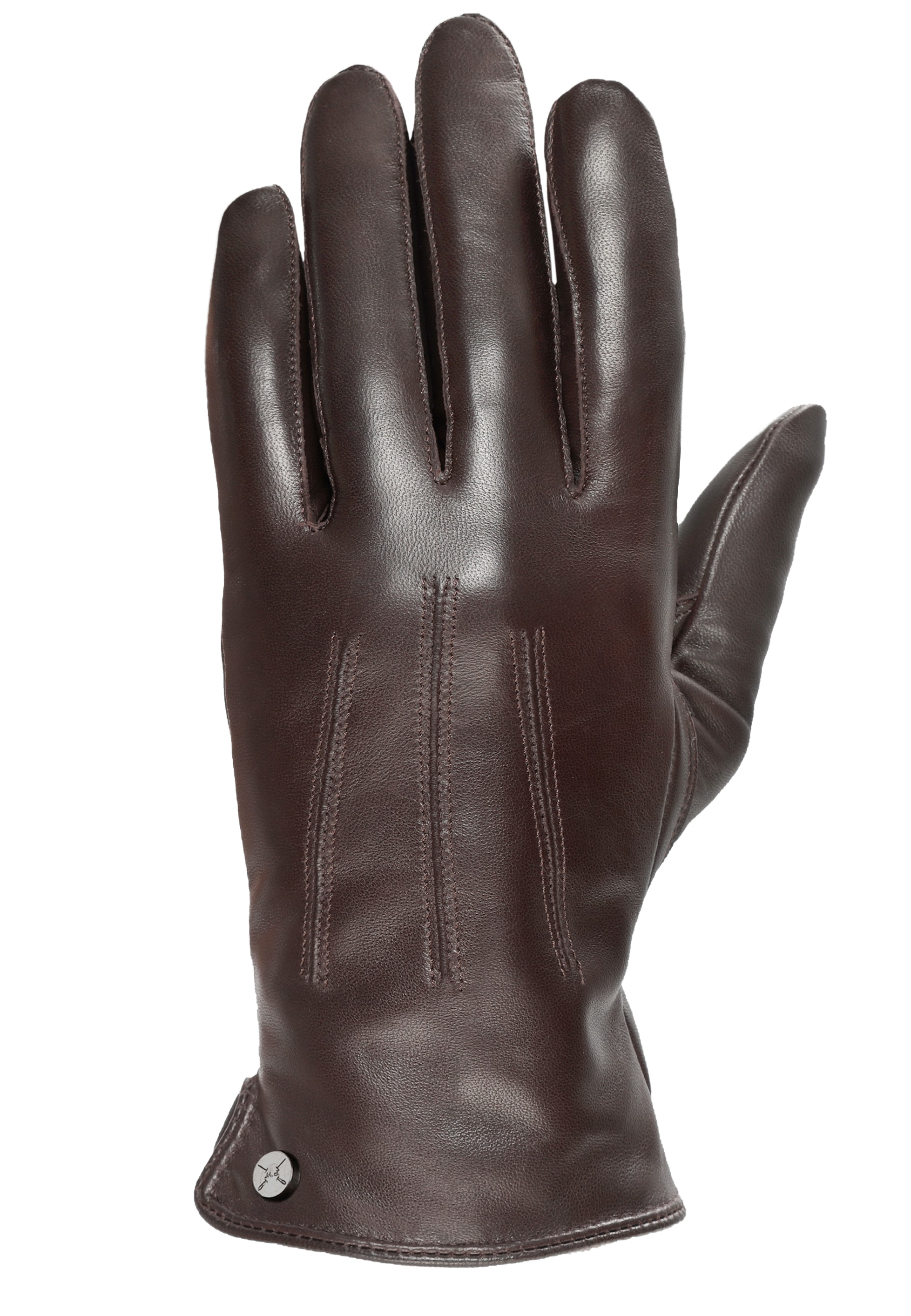 PEARLWOOD Lederhandschuhe »GRAY«, (1 Paar), Weiches Innenfutter mit Wollanteil, dekorative Ziernähte
