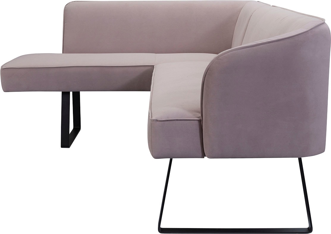 exxpo - sofa fashion Eckbank »Americano«, mit Keder und Metallfüssen, Bezug in verschiedenen Qualitäten