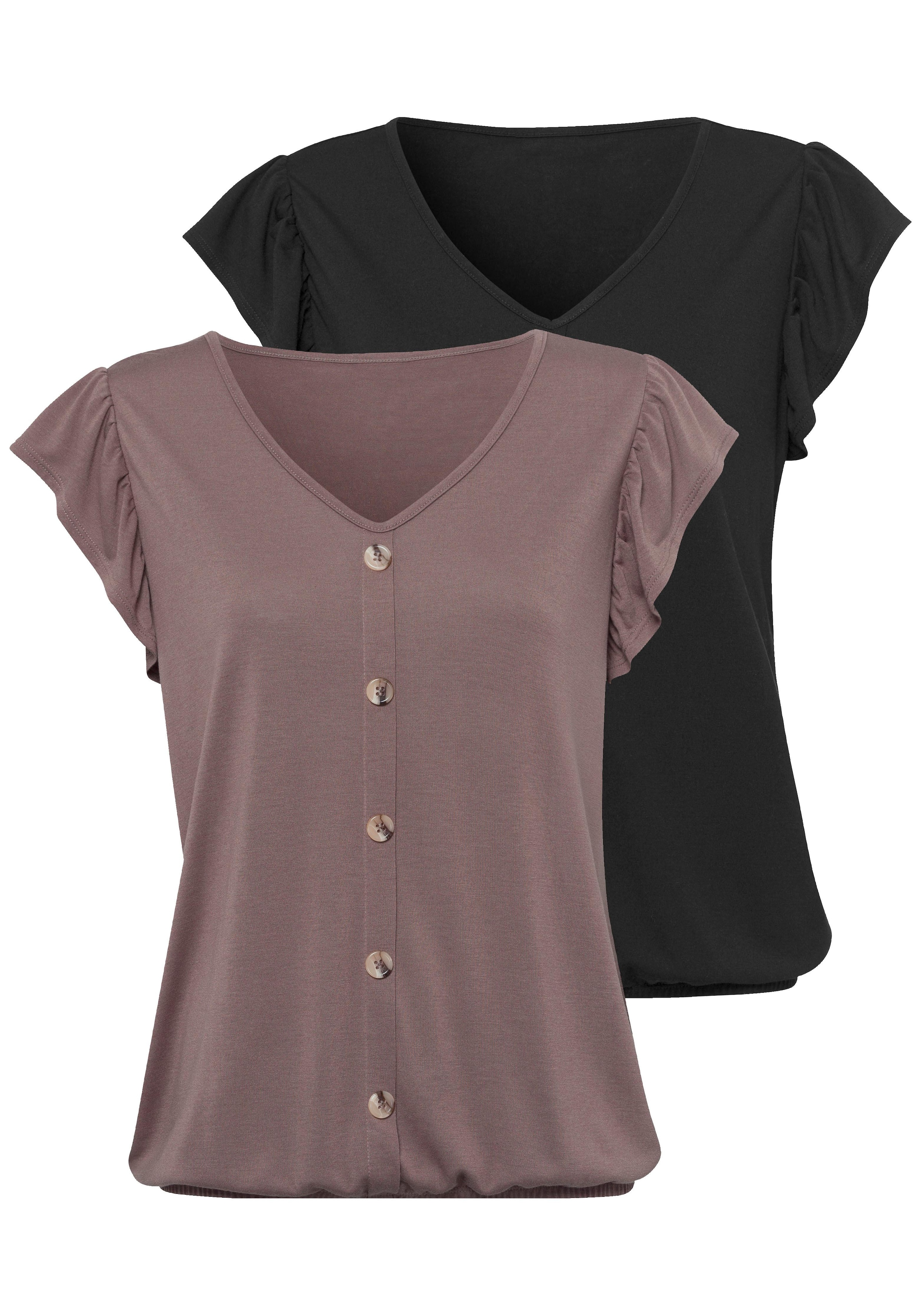 ONLY V-Shirt »ONLTEA S/S LINEN V-NECK TOP JRS NOOS«, mit Leinen online  shoppen | Jelmoli-Versand