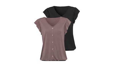 ONLY V-Shirt »ONLTEA S/S LINEN V-NECK TOP JRS NOOS«, mit Leinen online  shoppen | Jelmoli-Versand