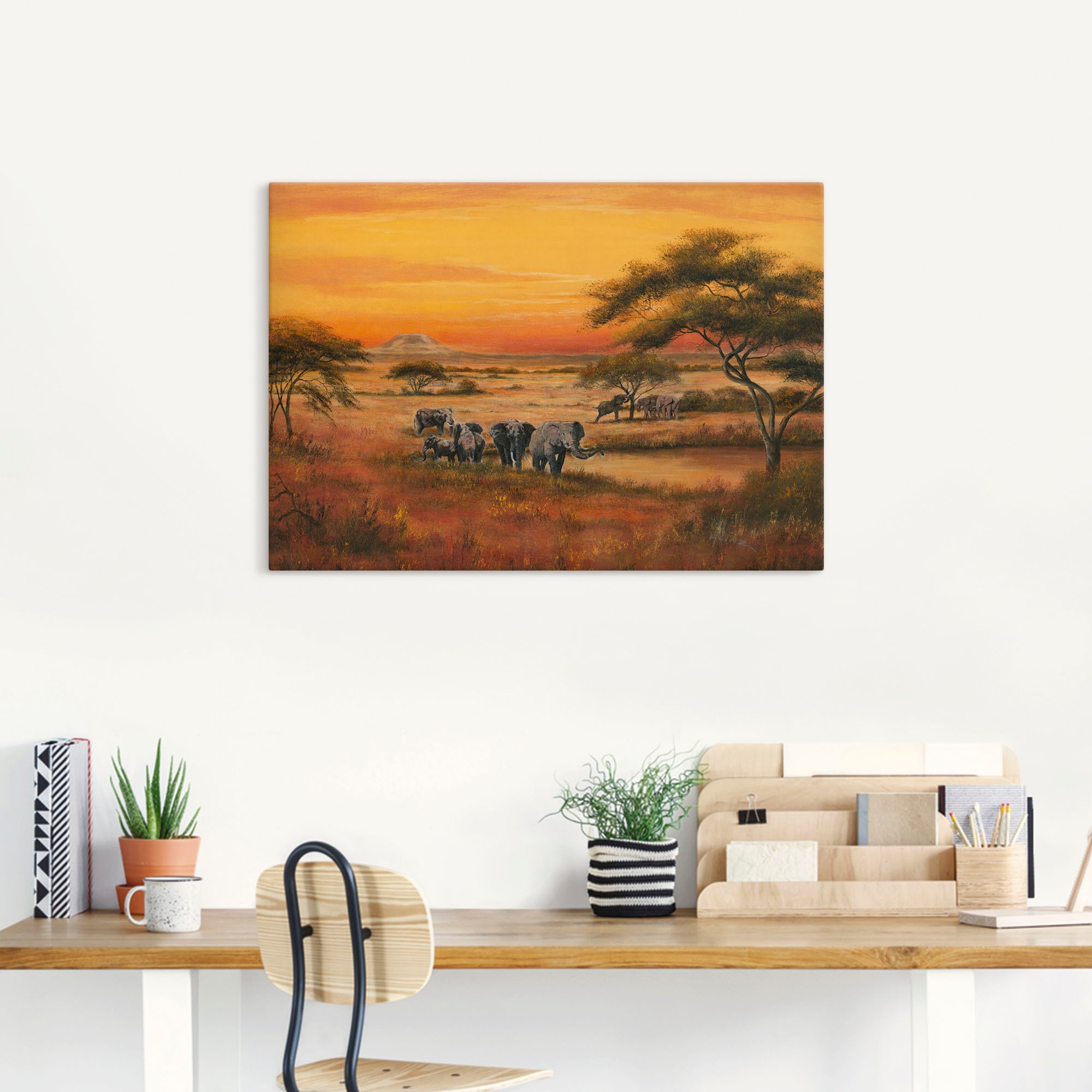Artland Wandbild "Afrika Elefanten" Afrika 1 Stk. tlg. als Alubild, Leinwandbild, Poster in verschied. Größen