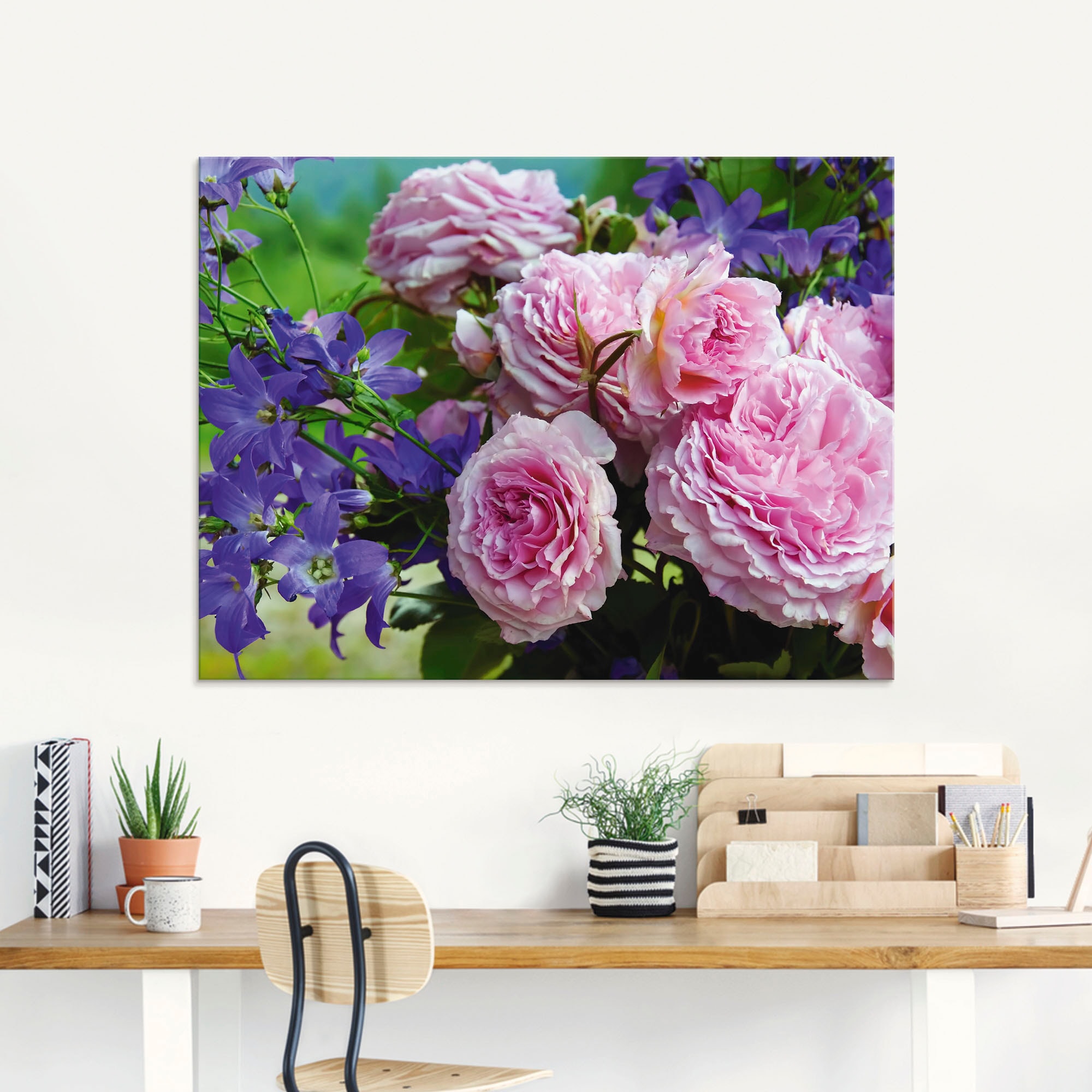 Artland Glasbild »Rosen und Glockenblumen«, Blumen, (1 St.), in verschiedenen Grössen