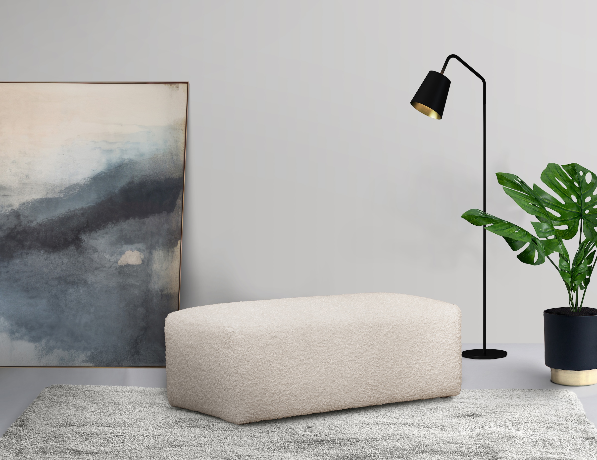 LeGer Home by Lena Gercke Polsterhocker »YANI Sitzhocker mit Wellenunterfederung, Masse B/T/H: 126/65/46 cm«, grosser Hocker passend zur Serie Yani, in hochwertiger Verarbeitung