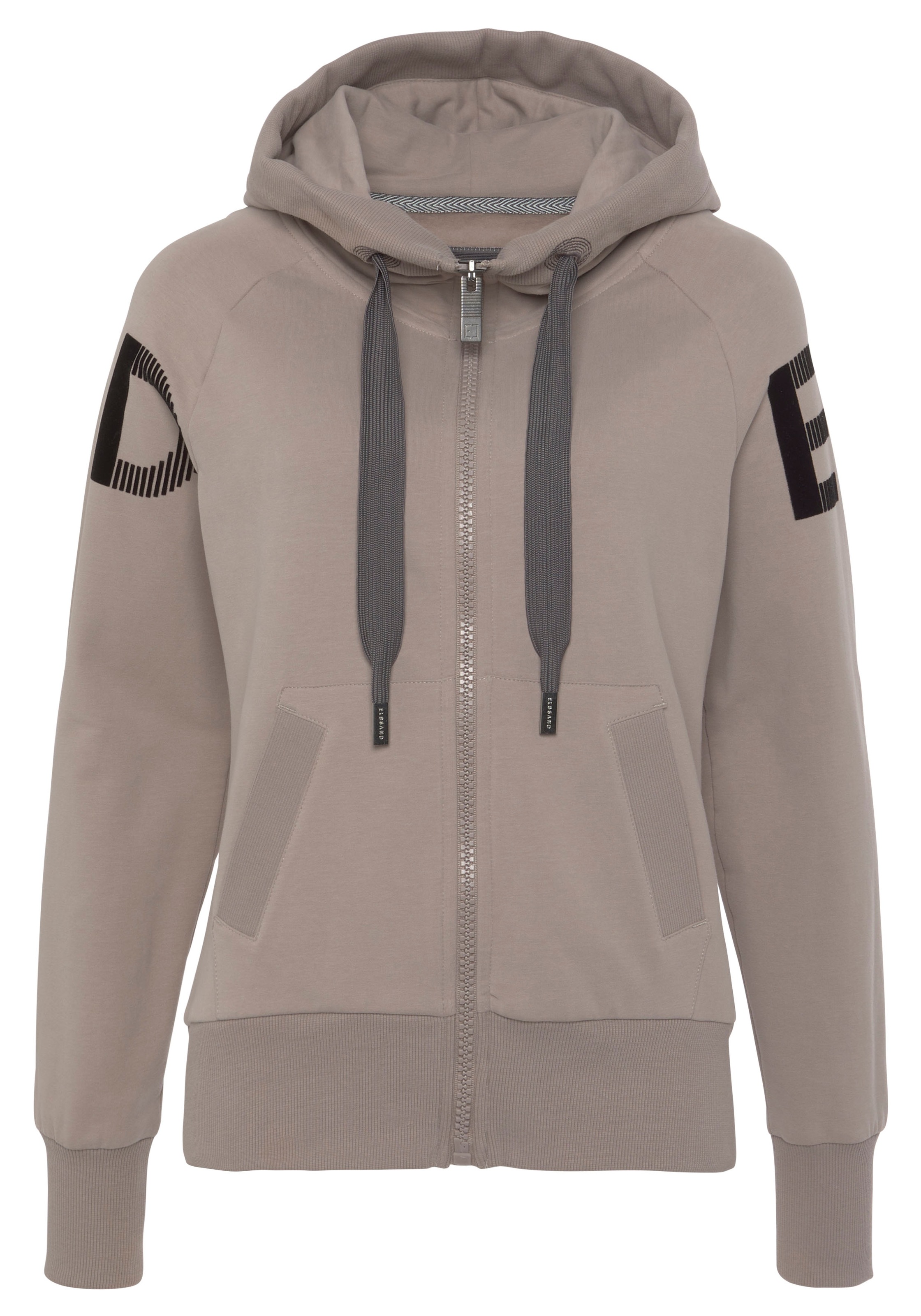 Elbsand Sweatjacke "Kekoa" mit großem Logodruck hinten, bequeme Freizeitjacke mit Taschen