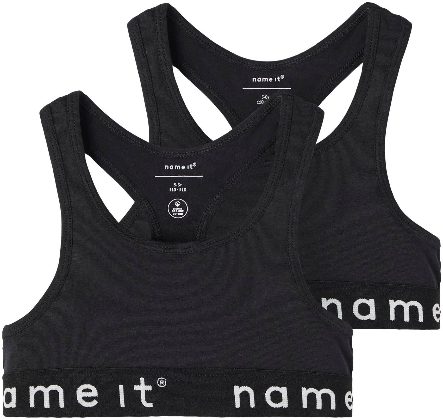 Name It Bustier »NKFSHORT – Bralette im 2er-Set mit Ringerrücken« Packung, 2 Stk. unifarben, casual, körpernah, Baumwolle