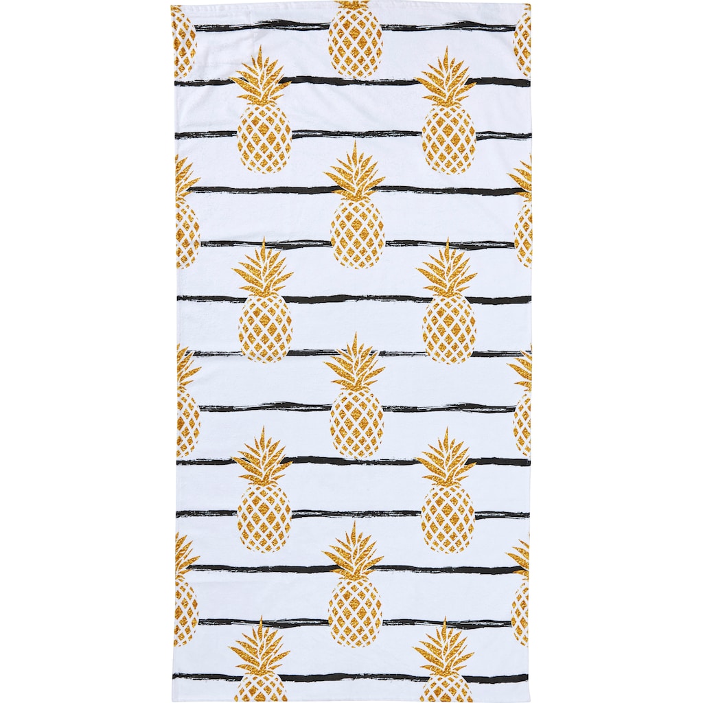 done.® Strandtuch »Pineapple«, (1 St.), mit Ananas Motiv, eingenähte Reisverschluss-Tasche für Wertgegenstände