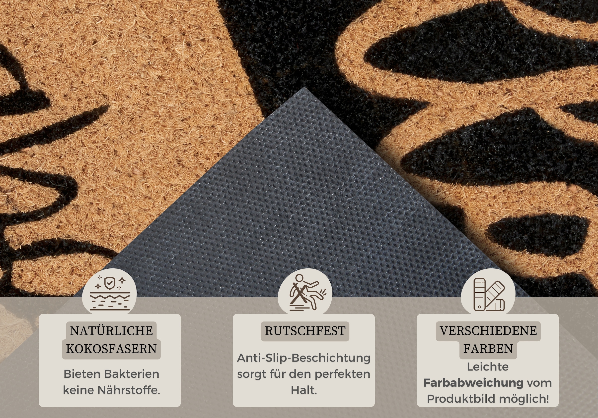 HANSE Home Fussmatte »Kokos Contrast Hello Goodbye, Türmatte«, rechteckig, 15 mm Höhe, Kokos, Schmutzfangmatte, Outdoor, Rutschfest, Innen, Kokosmatte, Flur