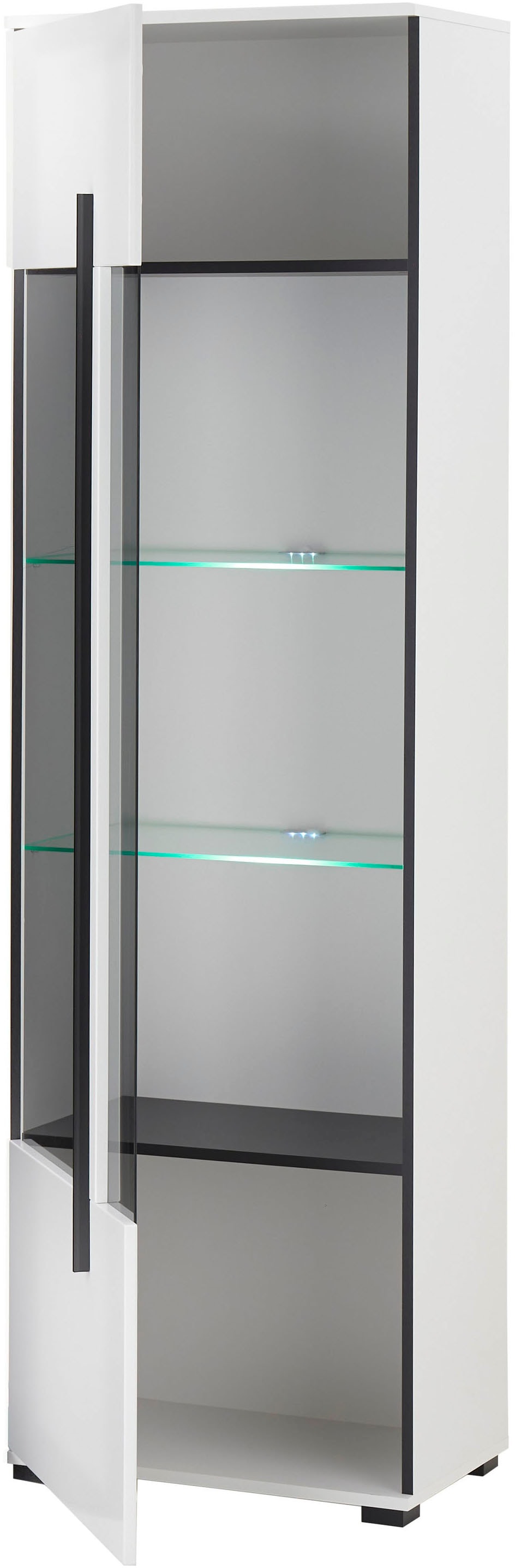 INOSIGN Vitrine »Cantara, Vitrinenschrank in Eiche Evoke oder weiss, Standvitrine«, schwarzer Stangengriff, ausreichend Stauraum, vielseitig einsetzbar