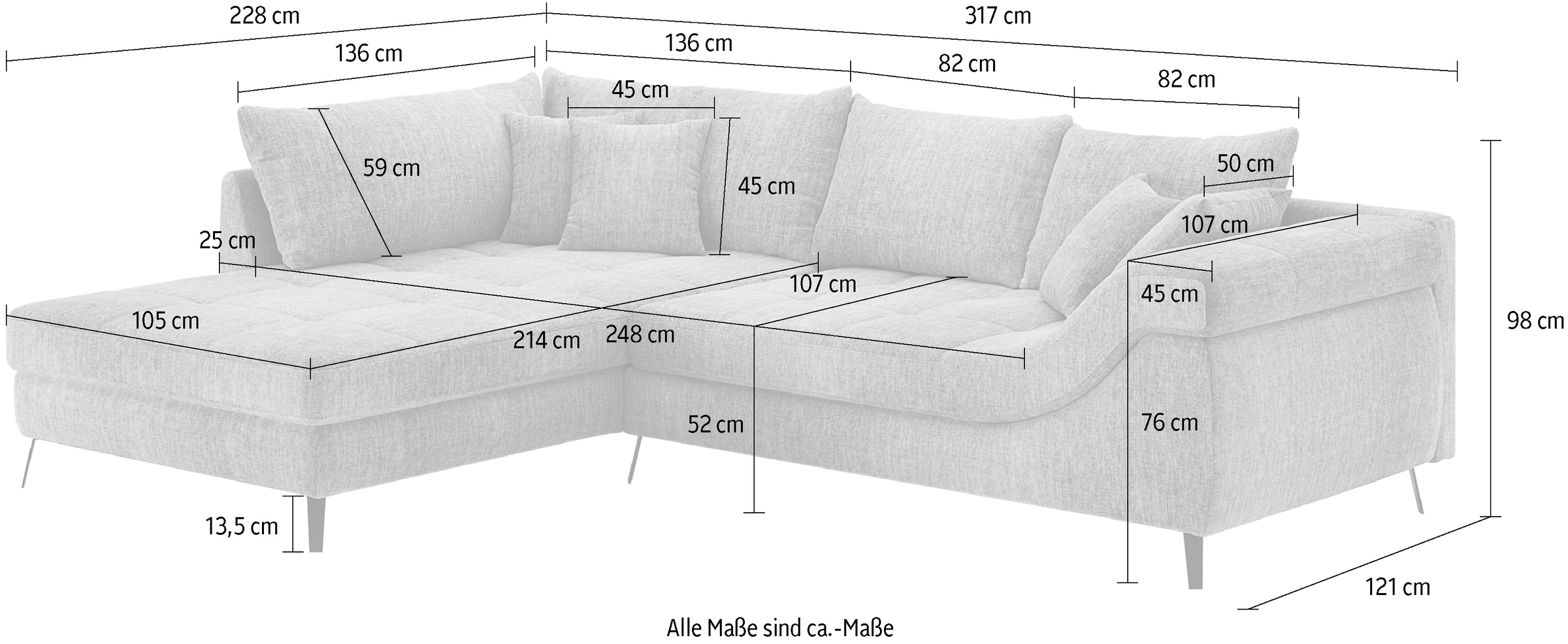 Mr. Couch Ecksofa »Portofino, L-Form«, Mit Kaltschaumpolsterung, bis 140 kg belastbar