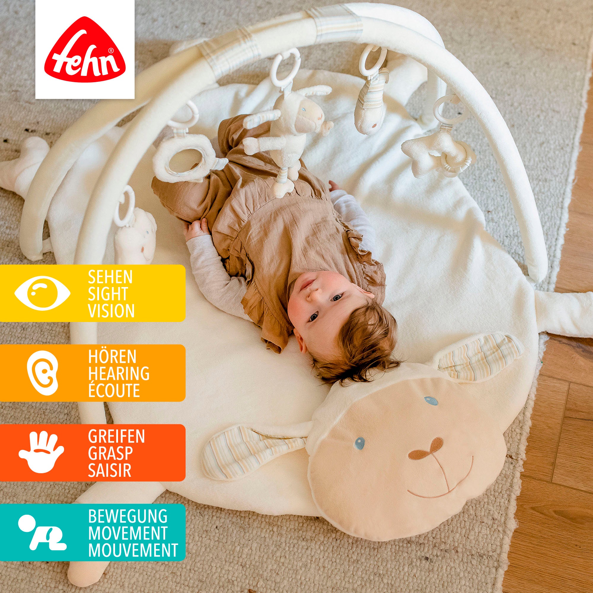 Fehn Spielbogen "BabyLOVE, Schaf 3-D-Activity-Decke" mit Krabbeldecke