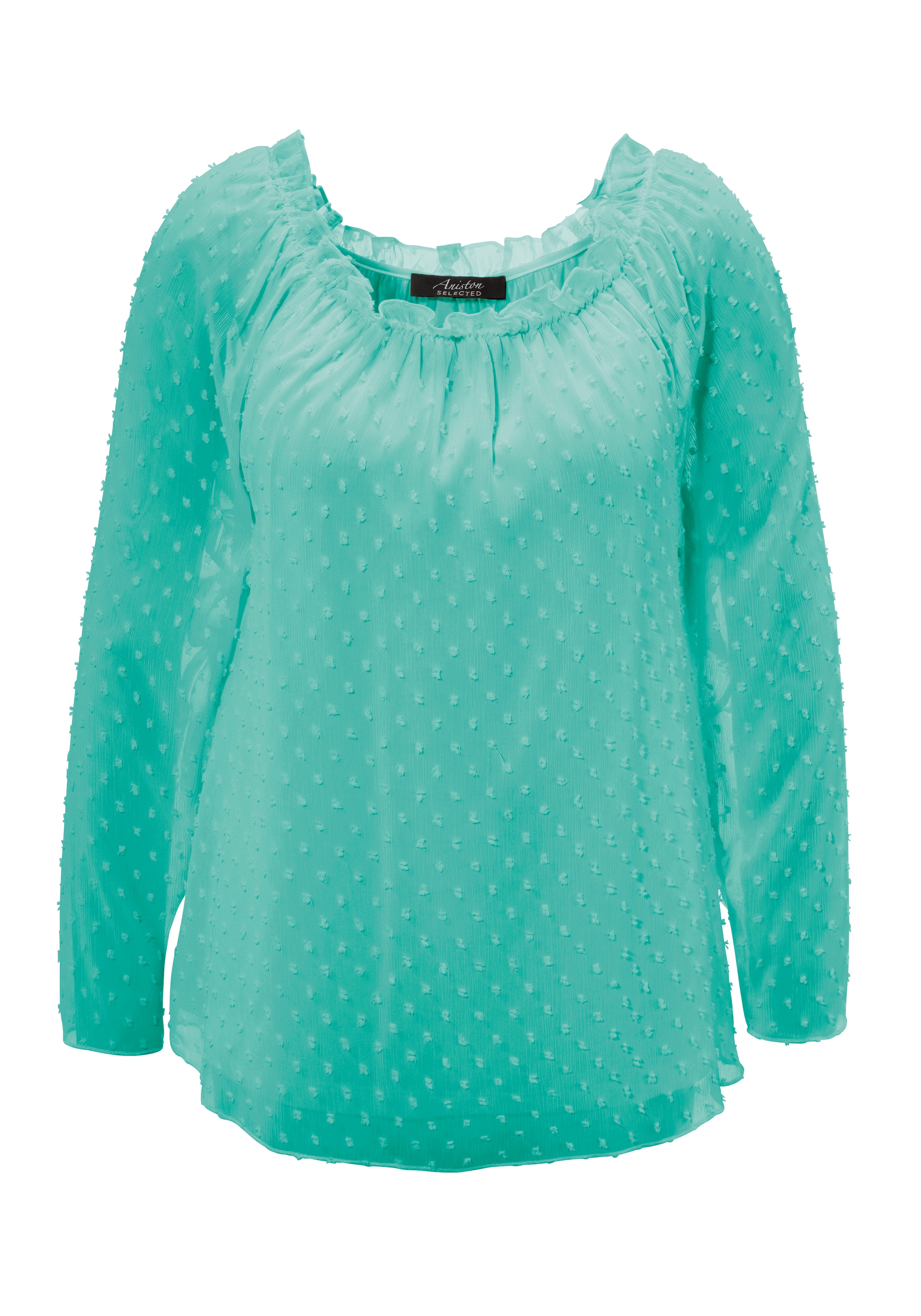 Aniston SELECTED Schlupfbluse, mit weiten Ausschnitt und elastischen Gummi