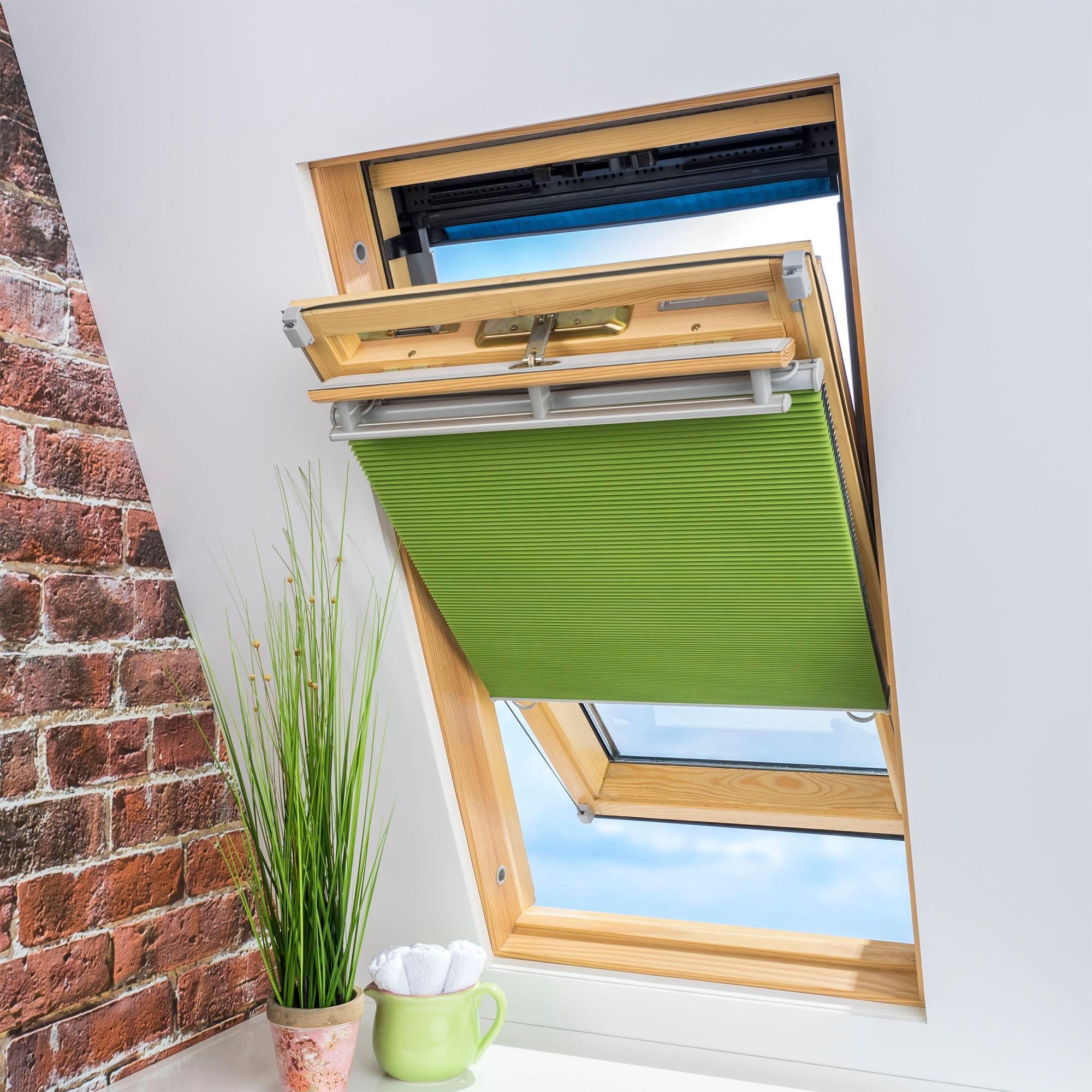 ohne Dachfensterplissee verspannt, online bestellen Fixmass »Universal Jelmoli-Versand Dachfenster-Plissee«, Bohren, energiesparend, Liedeco | verdunkelnd,