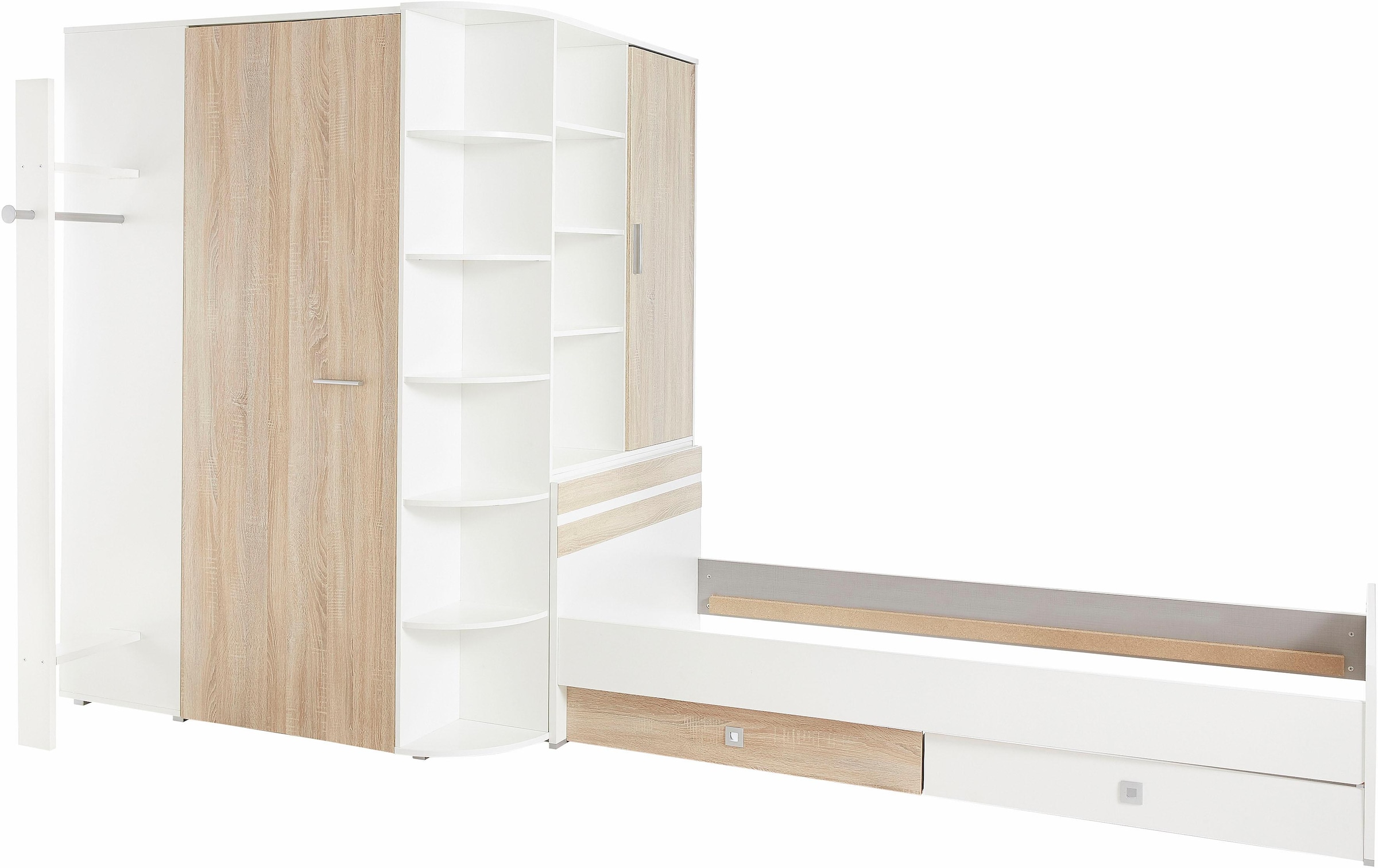 Wimex Jugendzimmer-Set »Joker Kleiderschrank mit Garderobe, Bett und Stauraumschubladen« Set, 4 Stk. tlg.