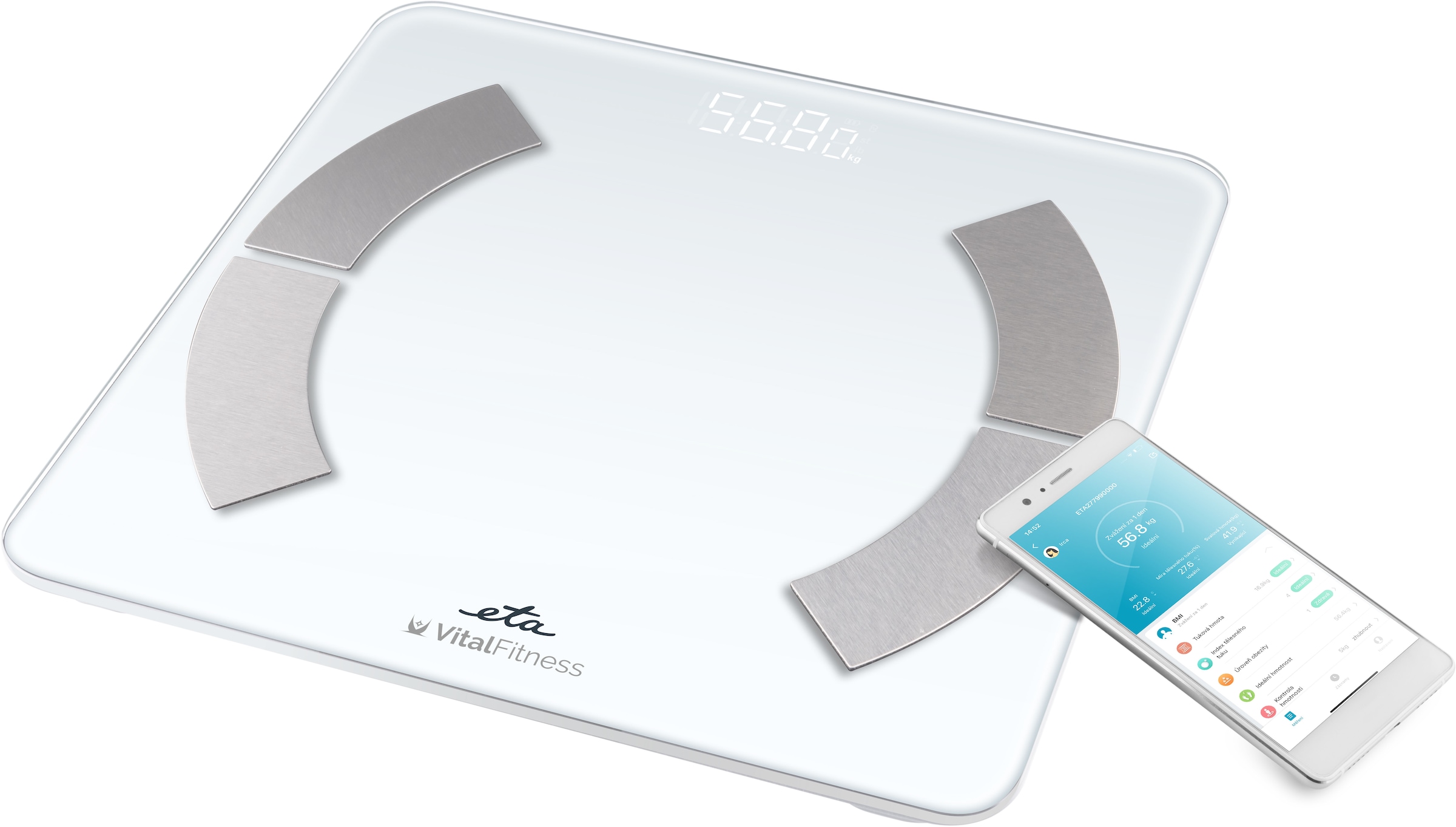 eta Körper-Analyse-Waage »ETA Vital Fitness« Smart-Körperwaage mit App und 18 Analysewerten, 180 kg Tragkraft