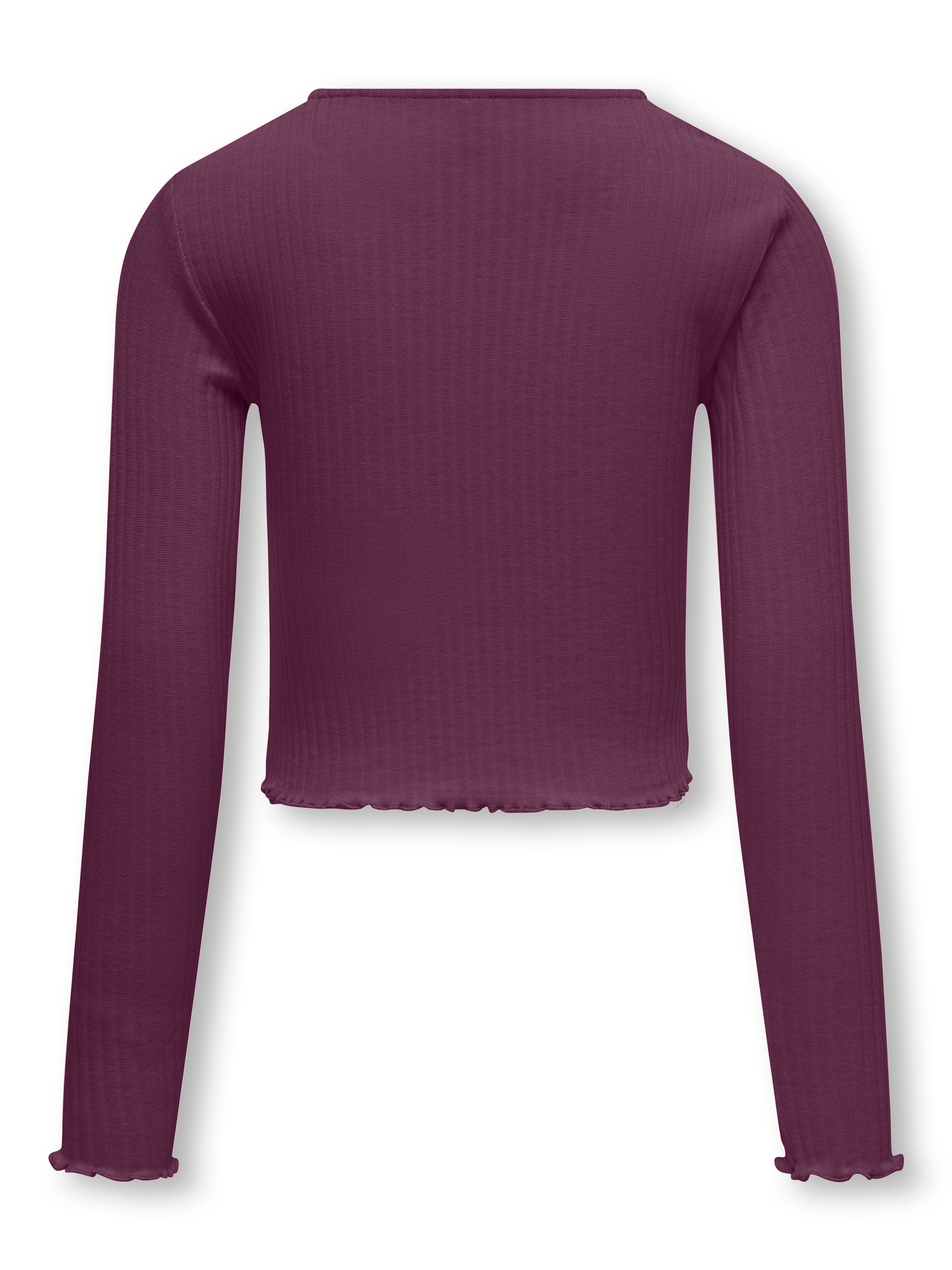 KIDS ONLY Langarmshirt »KOGNELLA L/S O-NECK TOP JRS NOOS«, in kurzer Form und mit süssen Wellenkanten am Saum