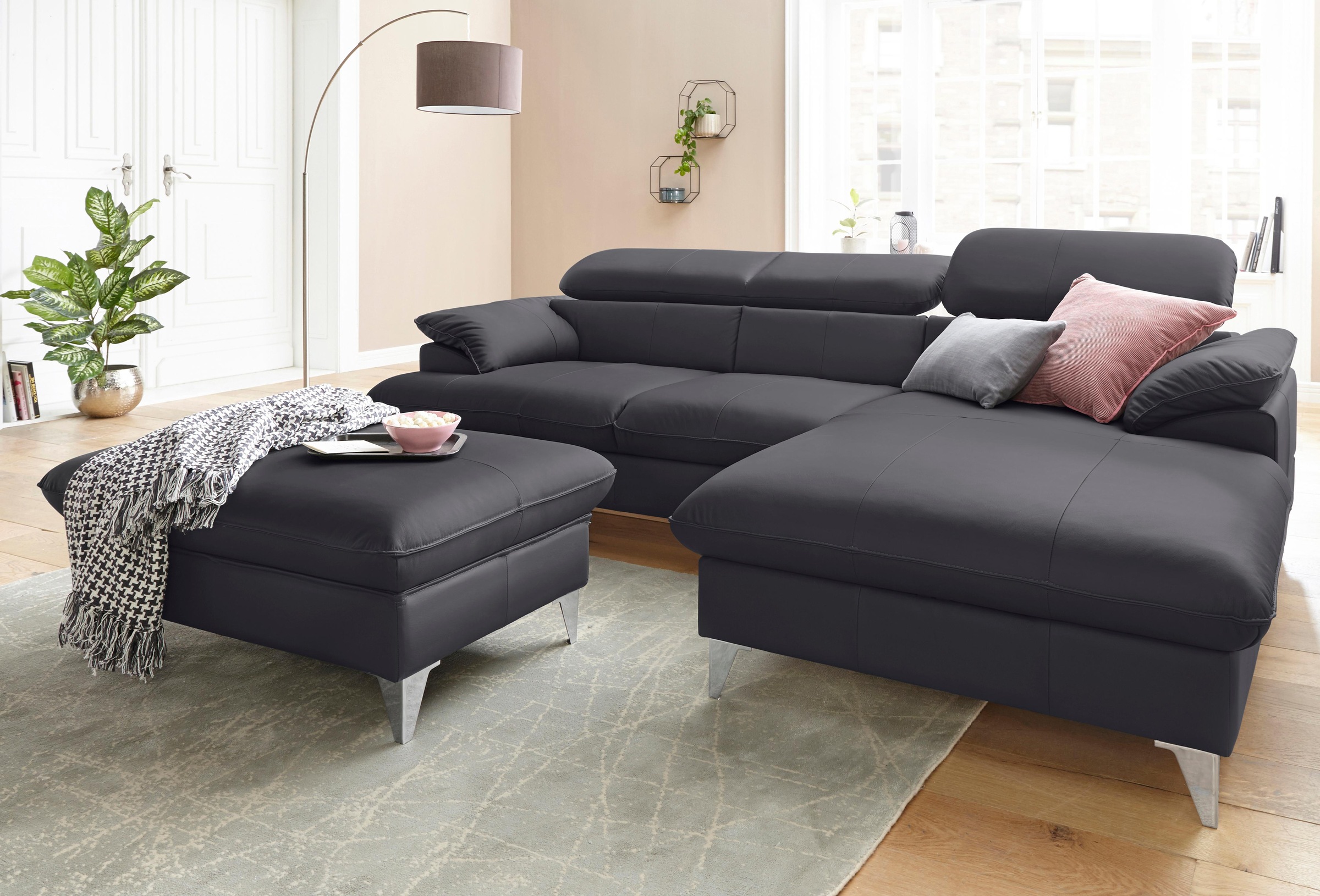 COTTA Ecksofa »Caluso L-Form«, mit Kopfteilverstellung, wahlweise mit Bettfunktion & Bettkasten