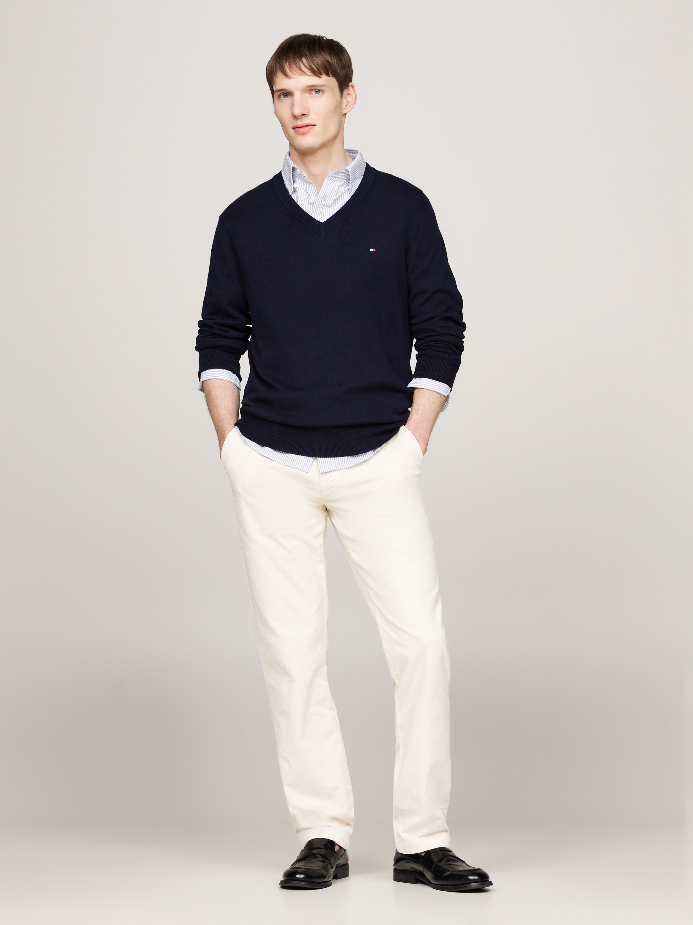 Tommy Hilfiger V-Ausschnitt-Pullover »PIMA ORG CTN CASHMERE V NECK«