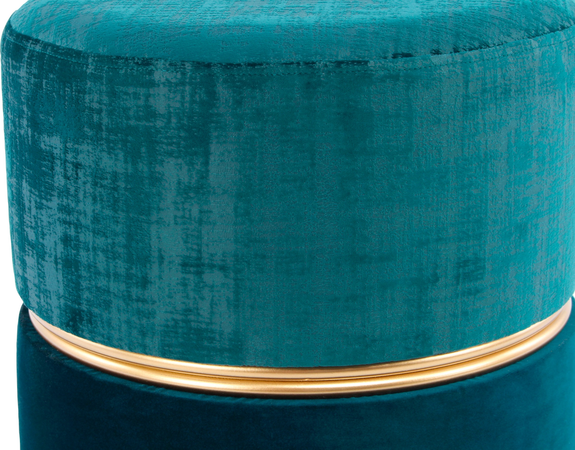 Kayoom Sitzhocker »Hocker Cleopatra 625, Sitzhocker in zweifarbigem Design«, (1 St.), zweifarbig, dekorativ, pflegeleicht, edler Akzent durch Metallring