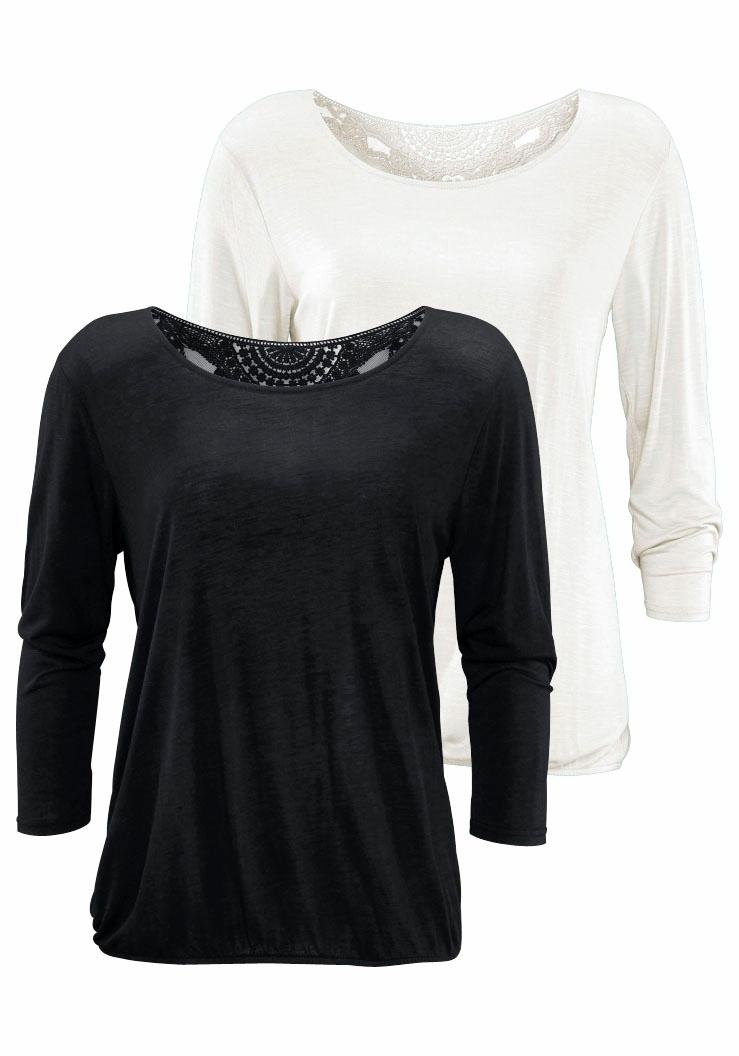Beachtime 3/4-Arm-Shirt, (2er-Pack), mit tollem Spitzendetail am Rücken