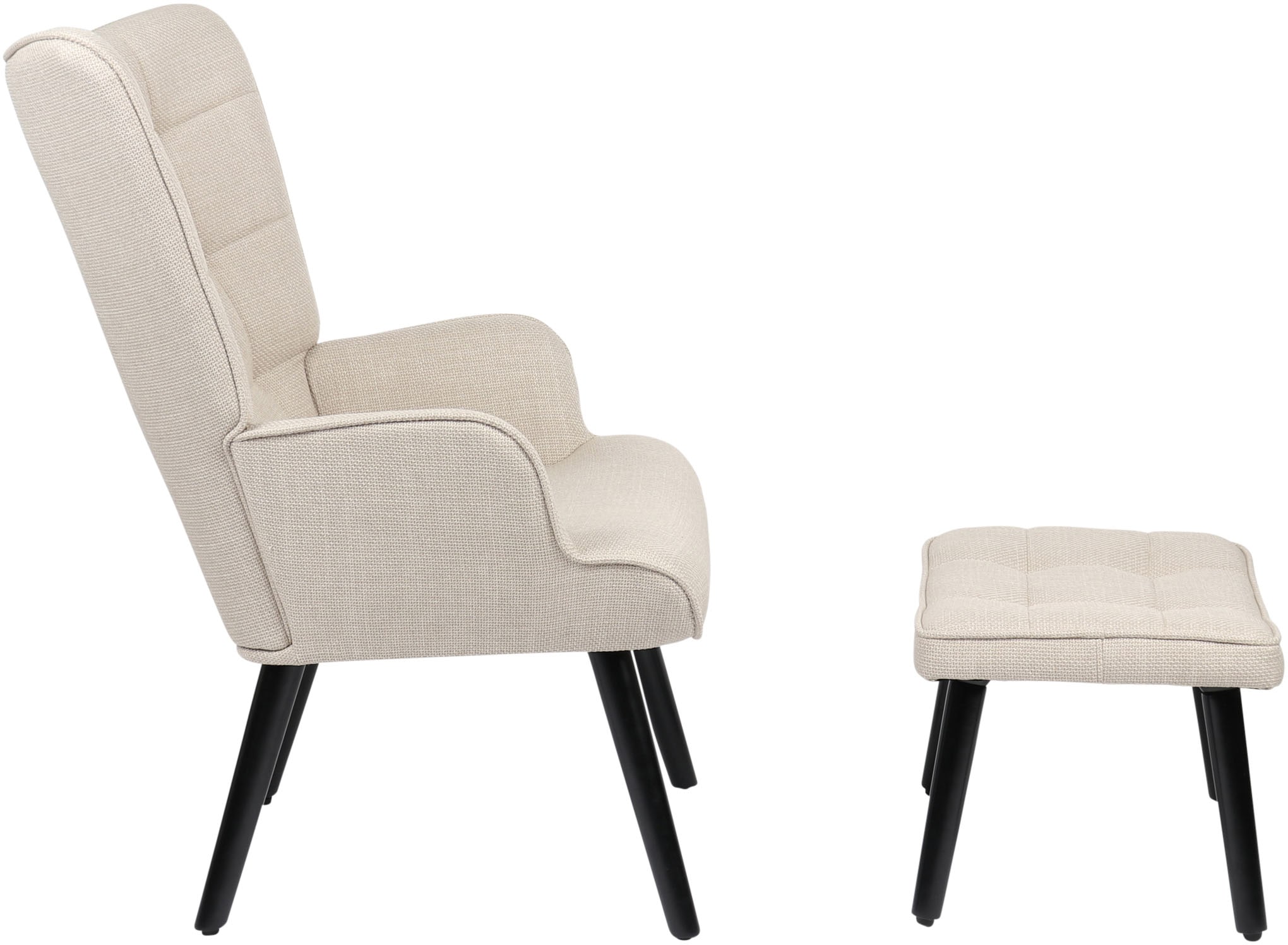 HELA Loungesessel »PAROS«, (Set, 2 St., Sessel mit Hocker), Sessel mit Hocker;Loungesessel;4-Fuss Massiv;Webstoff;Armlehnen