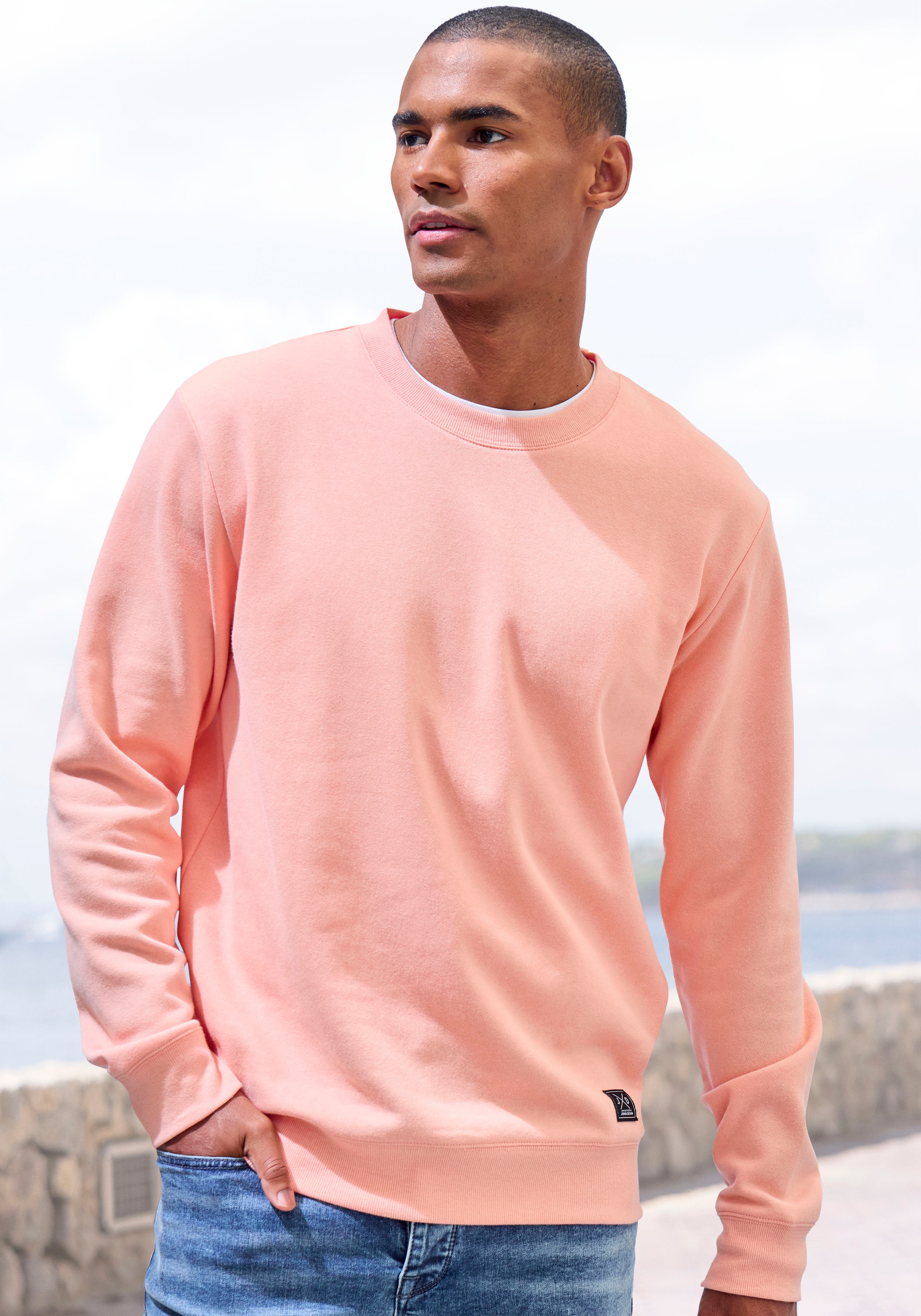 John Devin Sweatshirt, Langarm, Pullover mit Rundhals, Baumwollmischung