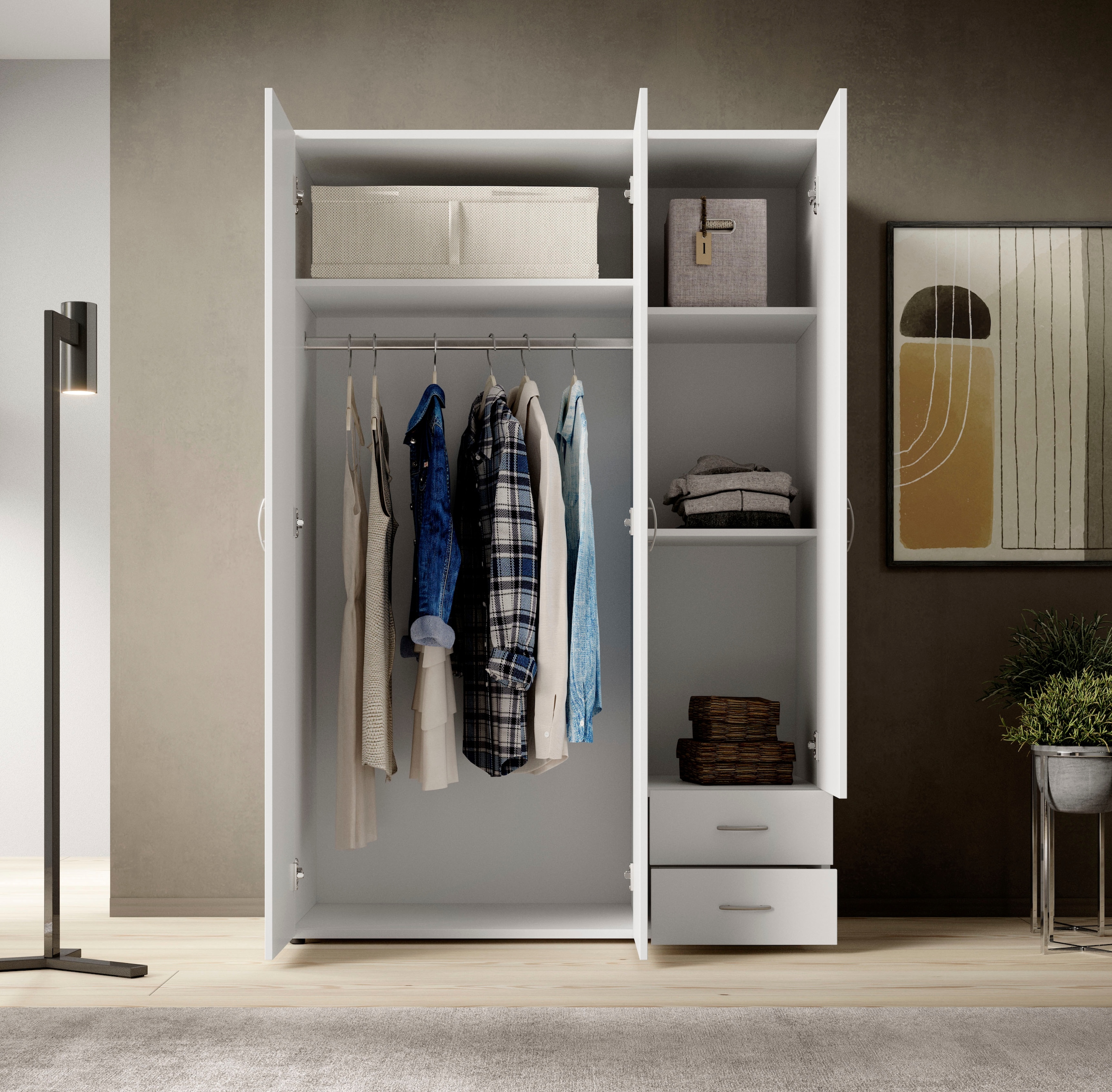 Schlafkontor Drehtürenschrank »Base Kleiderschrank Garderobe Hochschrank Wäscheschrank«, Bega Schrank Schlafzimmer Bestseller in 3 Breiten und 2 Farben