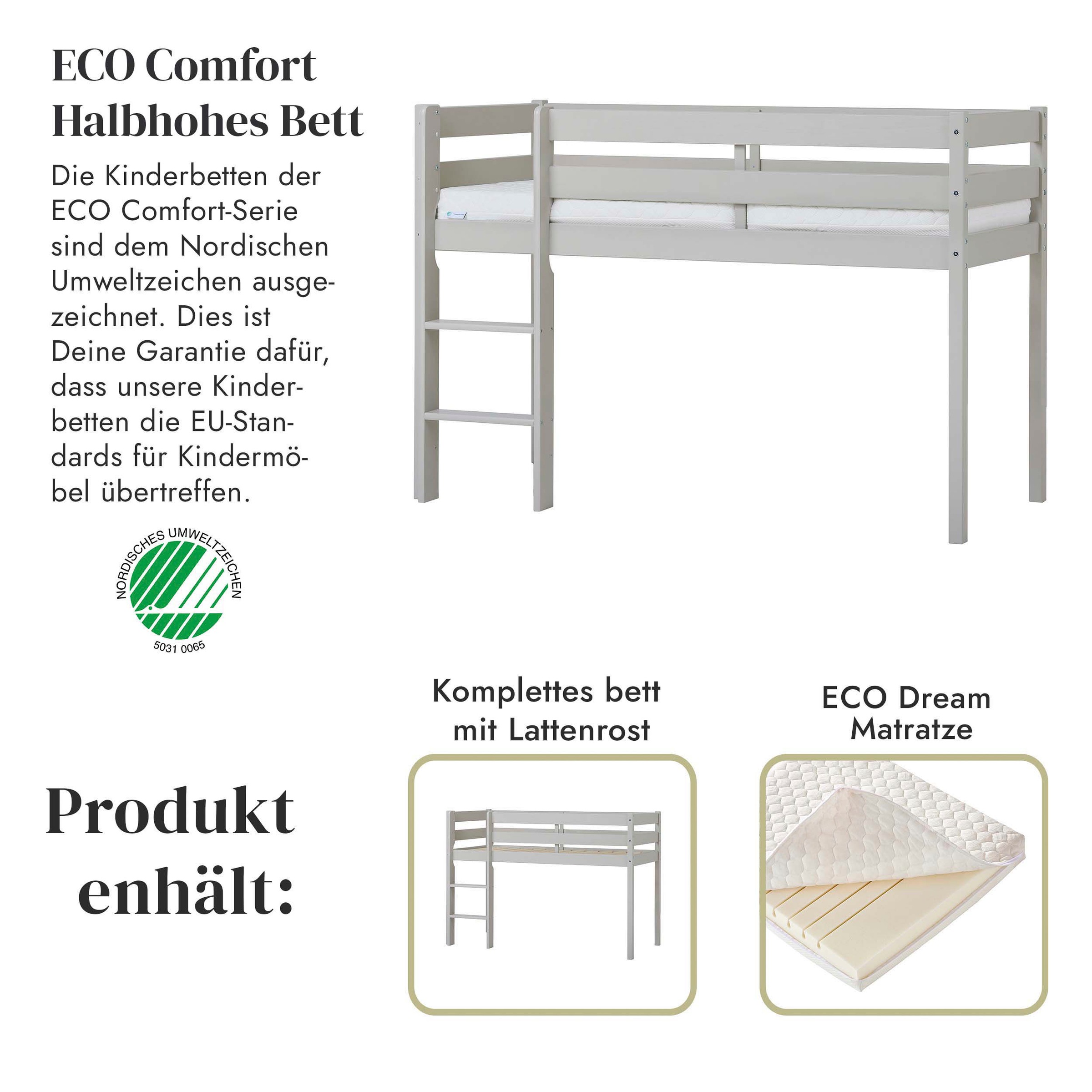 Hoppekids Spielbett »ECO COMFORT, Hochbett, in 2 Einzelbetten teilbar«, Höhe 72cm, Farbe & Grösse & Matratze