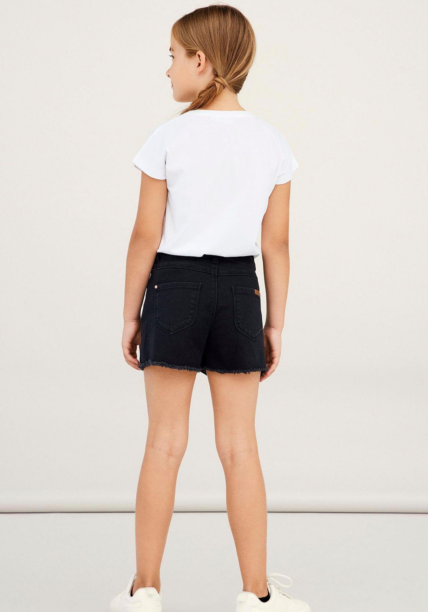 Name It Shorts »NKFROSE HW MOM DNM SHORT«, mit offenen Säumen