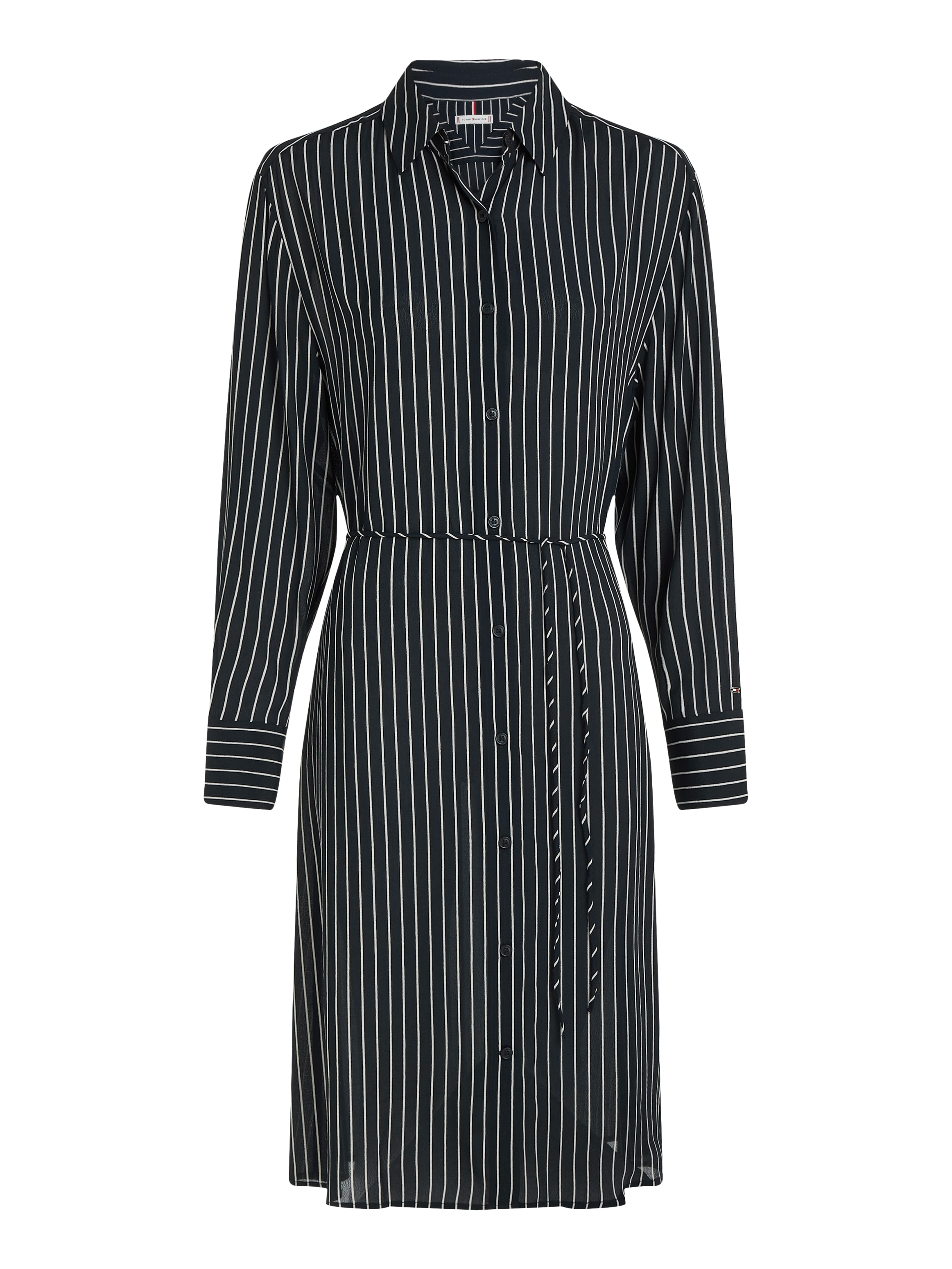 Tommy Hilfiger Blusenkleid »FLUID VISCOSE CREPE KNEE DRESS«, mit Logopatch