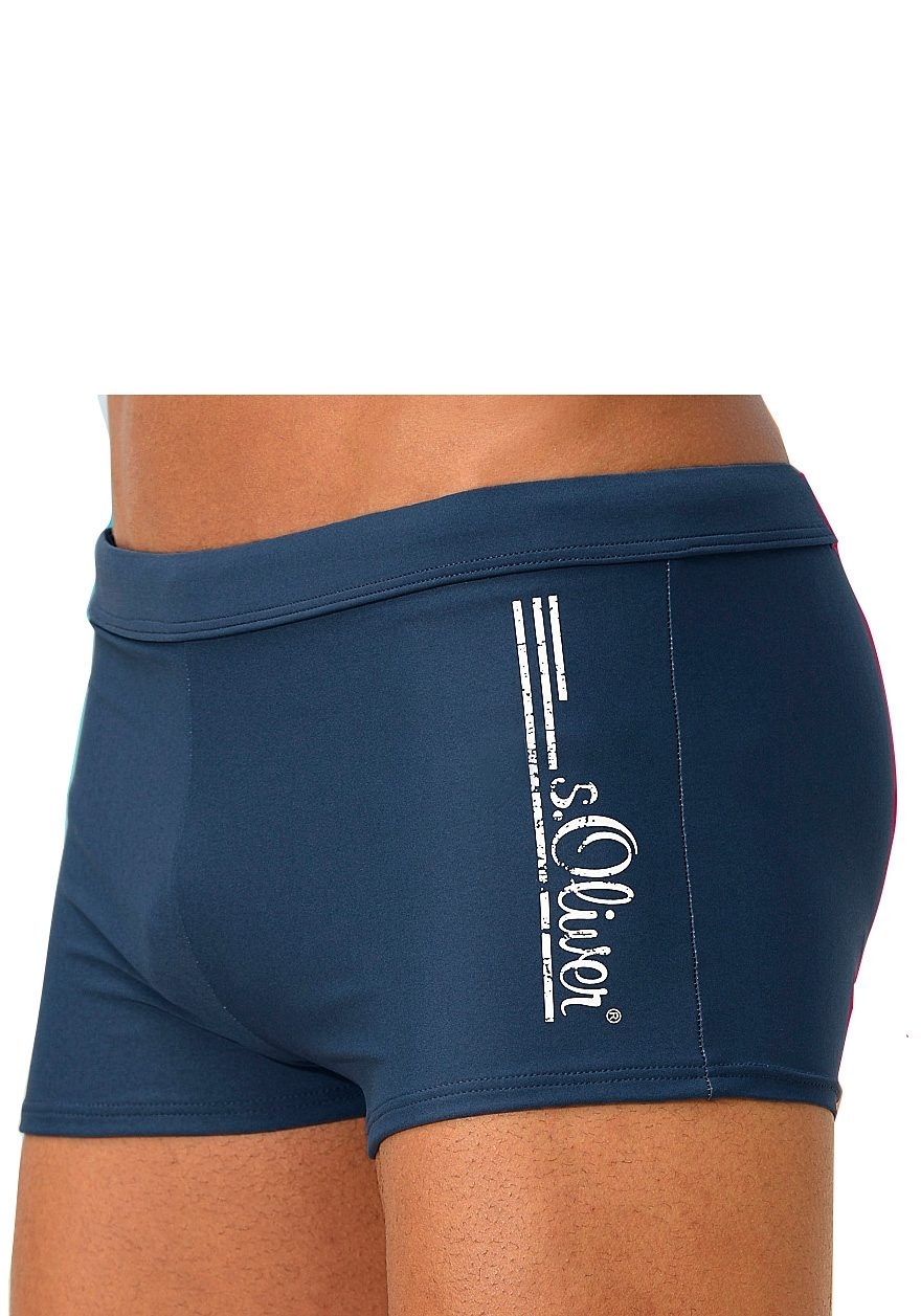 ♕ s.Oliver Boxer-Badehose, mit Logoschriftzug Used-Look kaufen online im Jelmoli-Versand | coolen