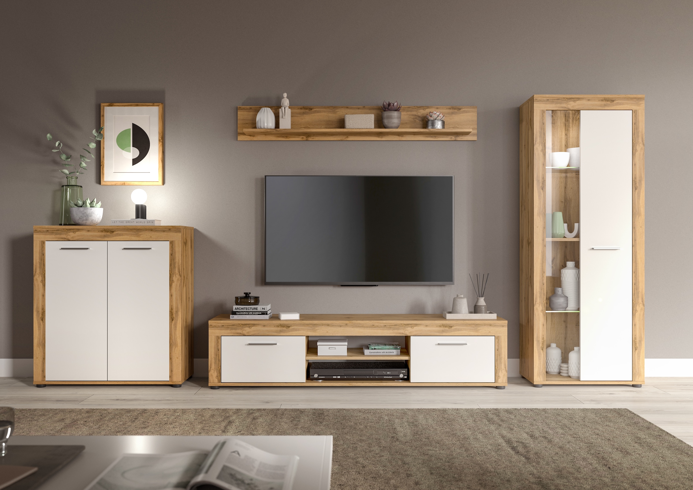 INOSIGN Lowboard »Aosta, Breite 160 cm, in verschiedenen Farbausführungen«, mit 2 Klappen und 2 offenen Fächern, TV-Board, Mediaboard, TV-Möbel