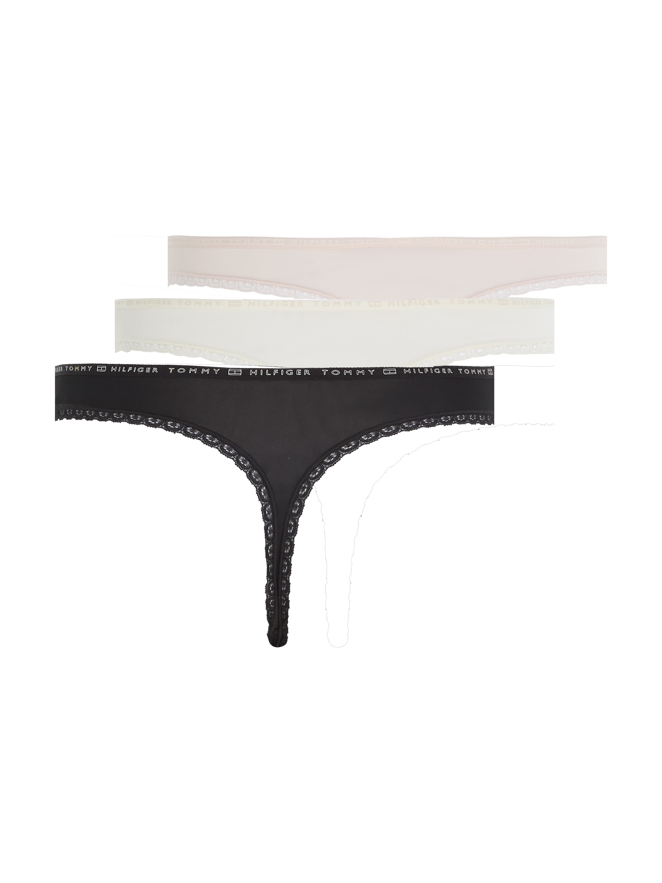 Tommy Hilfiger Underwear Slip »3P THONG«, (Packung, 3 St., 3er-Pack), mit  zarter Spitzenkante am Beinabschluss & Tommy Hilfiger Elastikbund online  kaufen bei Jelmoli-Versand Schweiz