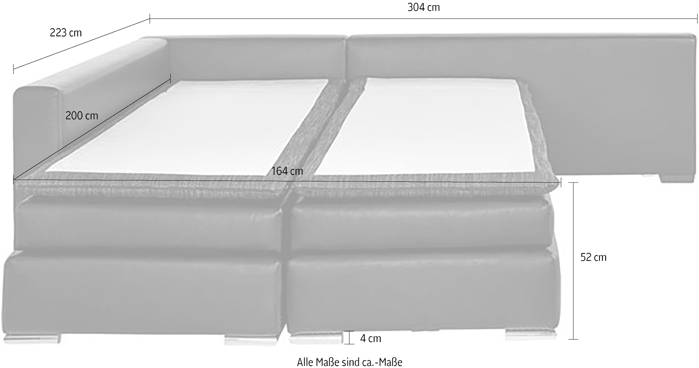 INOSIGN Ecksofa »Night & Day L-Form mit Dauer-Schlaffunktion ohne Armlehnen«, mit Boxspring-Bettfunktion 180x200 cm und Bettkasten, Dauerschläfer!