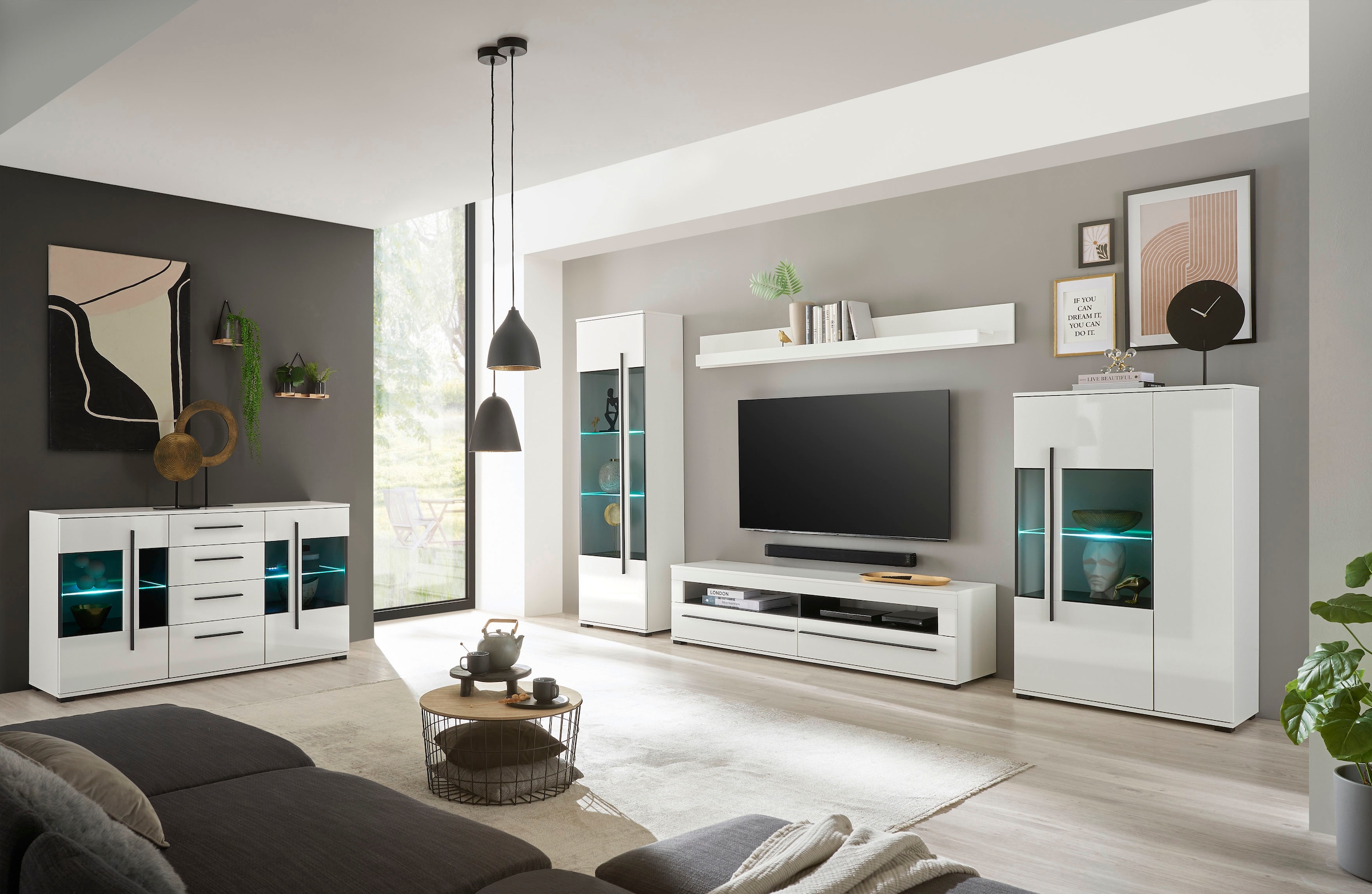 INOSIGN Sideboard »Cantara, moderner Schrank, Kommode in Eiche Evoke oder weiss«, schwarze Stangengriffe, ausreichend Stauraum, vielseitig einsetzbar
