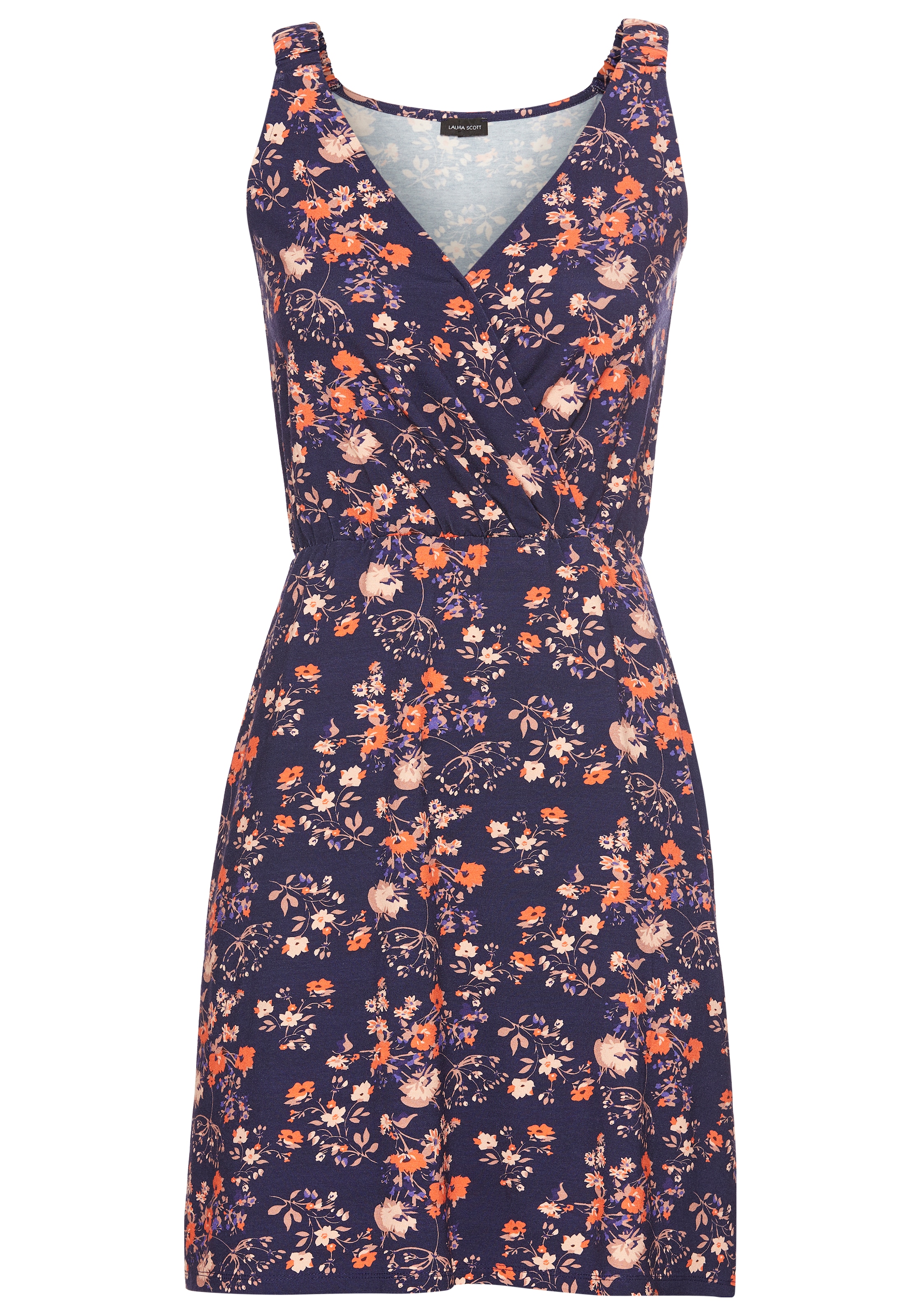 Laura Scott Sommerkleid, mit gerafften Trägern & V-Ausschnitt in Wickeloptik - NEUE KOLLEKTION