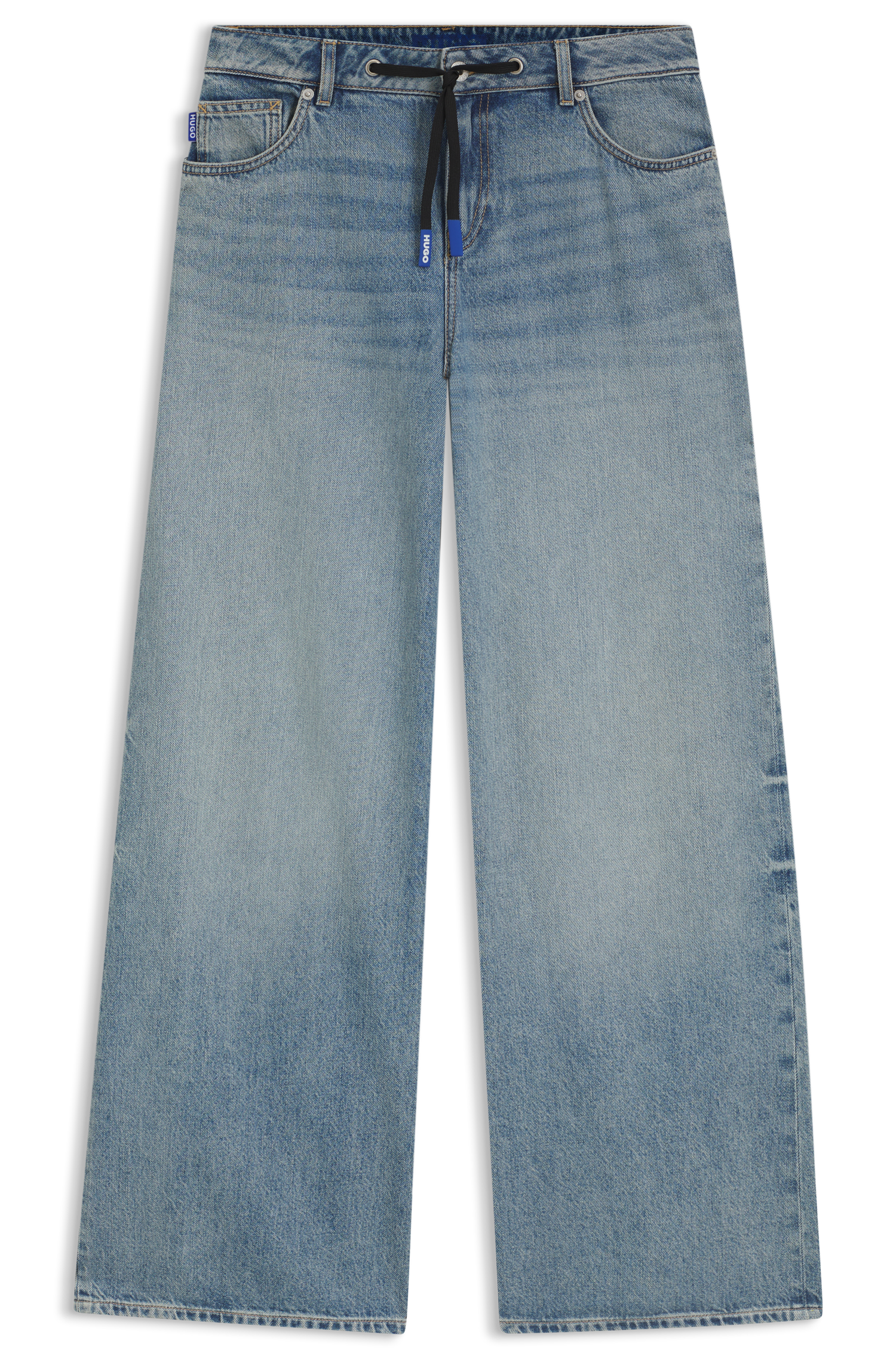 HUGO Blue Weite Jeans »Gobana«, Baggy Jeans mit Kordelzug zum Binden