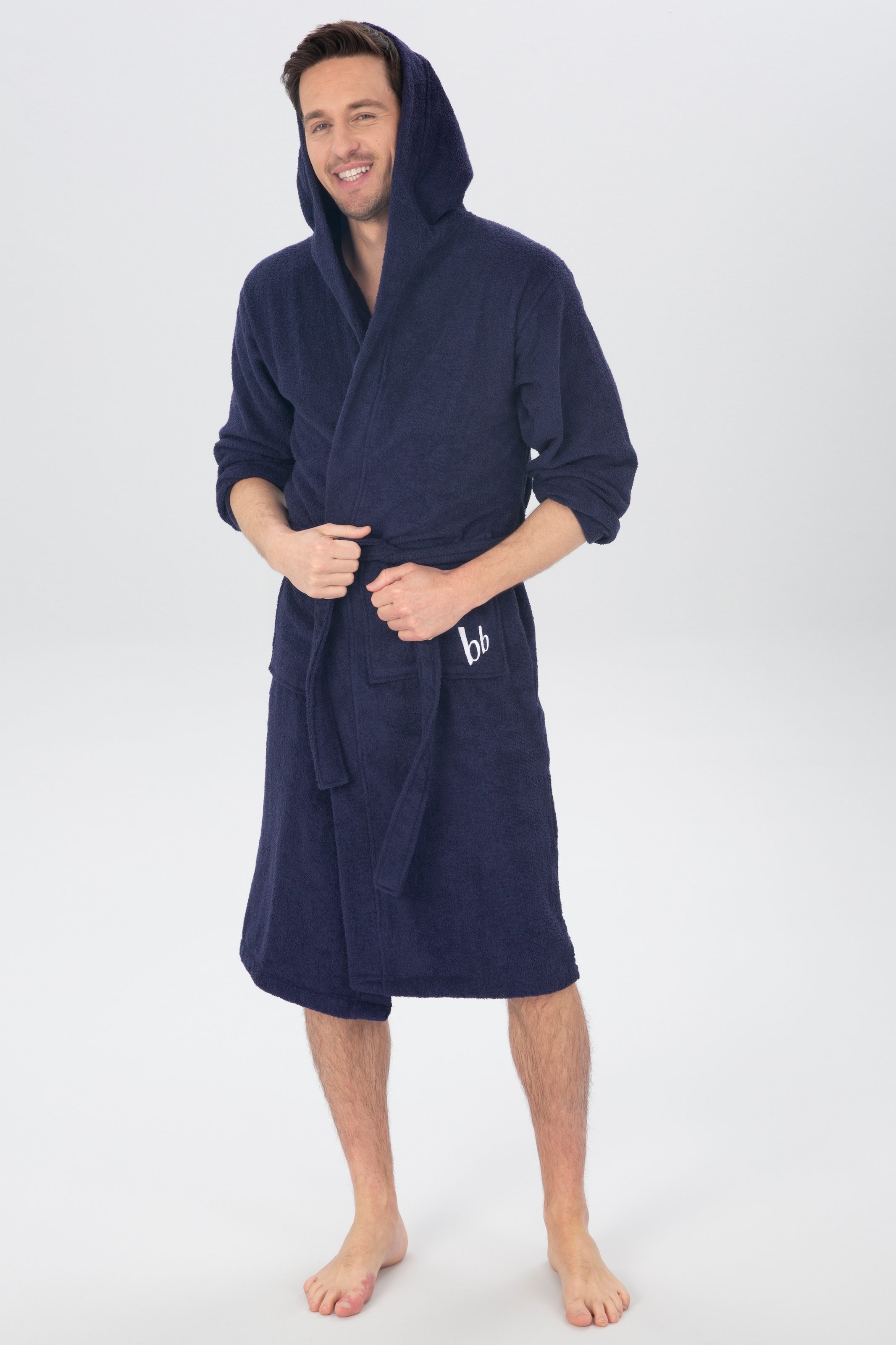 Bruno Banani Unisex-Bademantel »Robby«, (1 St.), Damen & Herren Bademäntel, 100% Baumwolle, mit Taschen, S-3XL