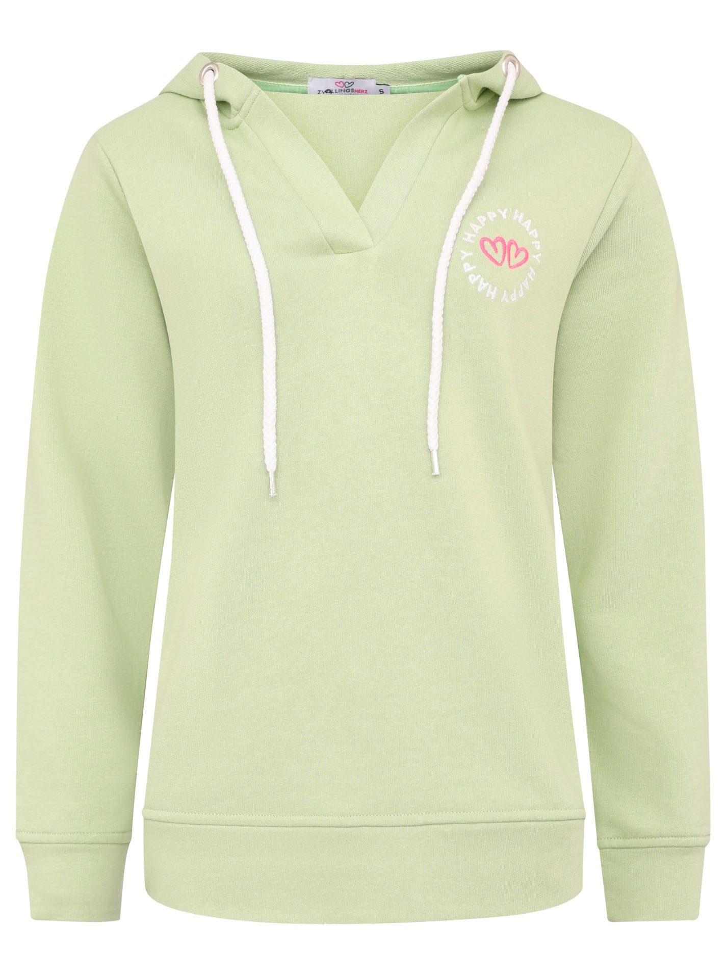 Zwillingsherz Hoodie »"Smile Everyday Enjoy"«, mit V-Ausschnitt und grosser, gestickter Botschaft auf dem Rücken