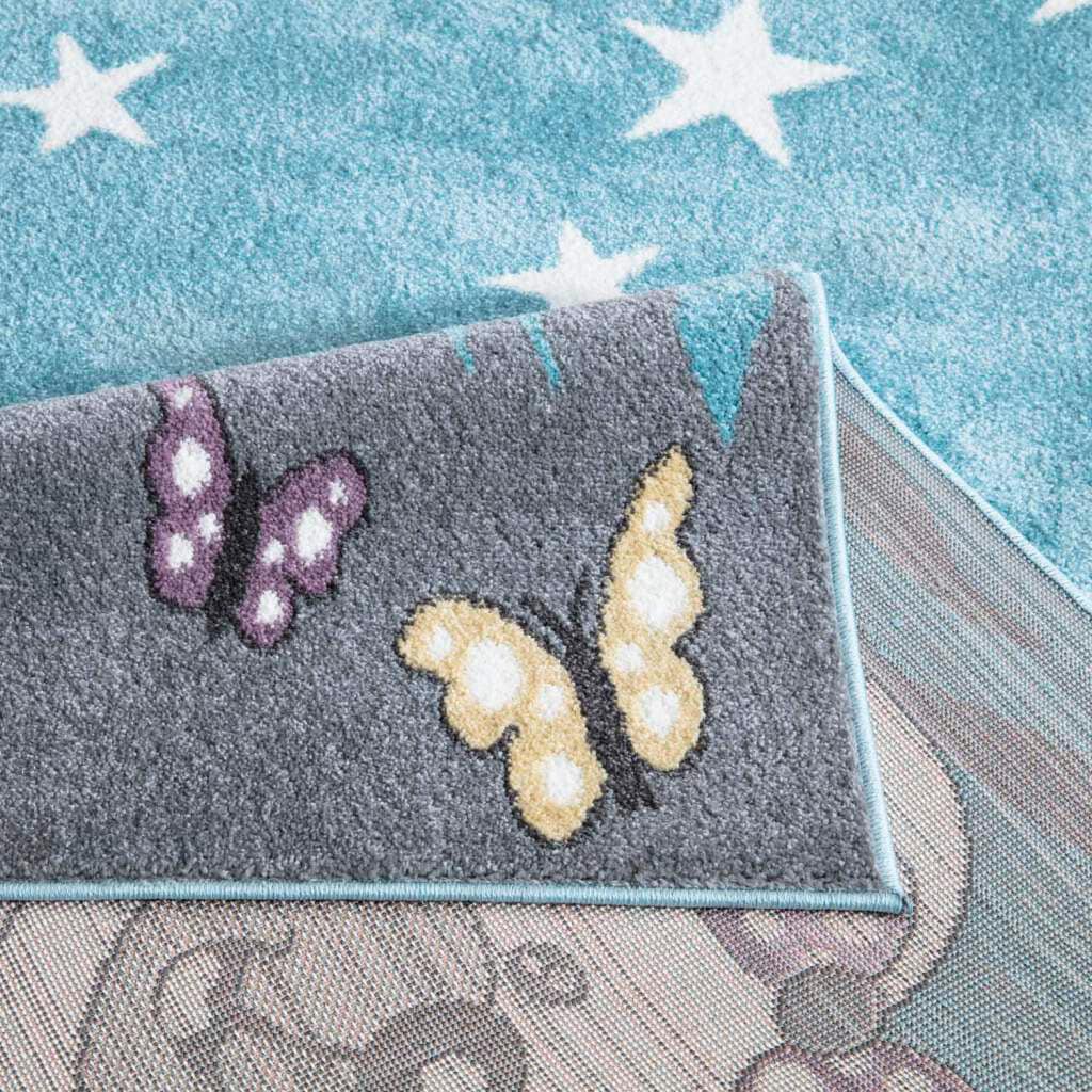 Carpet City Kinderteppich »ANIME916«, rechteckig, 11 mm Höhe, Kinderzimmer Teppich Modern mit Mond, Blumen, Wolken, Creme, Multi