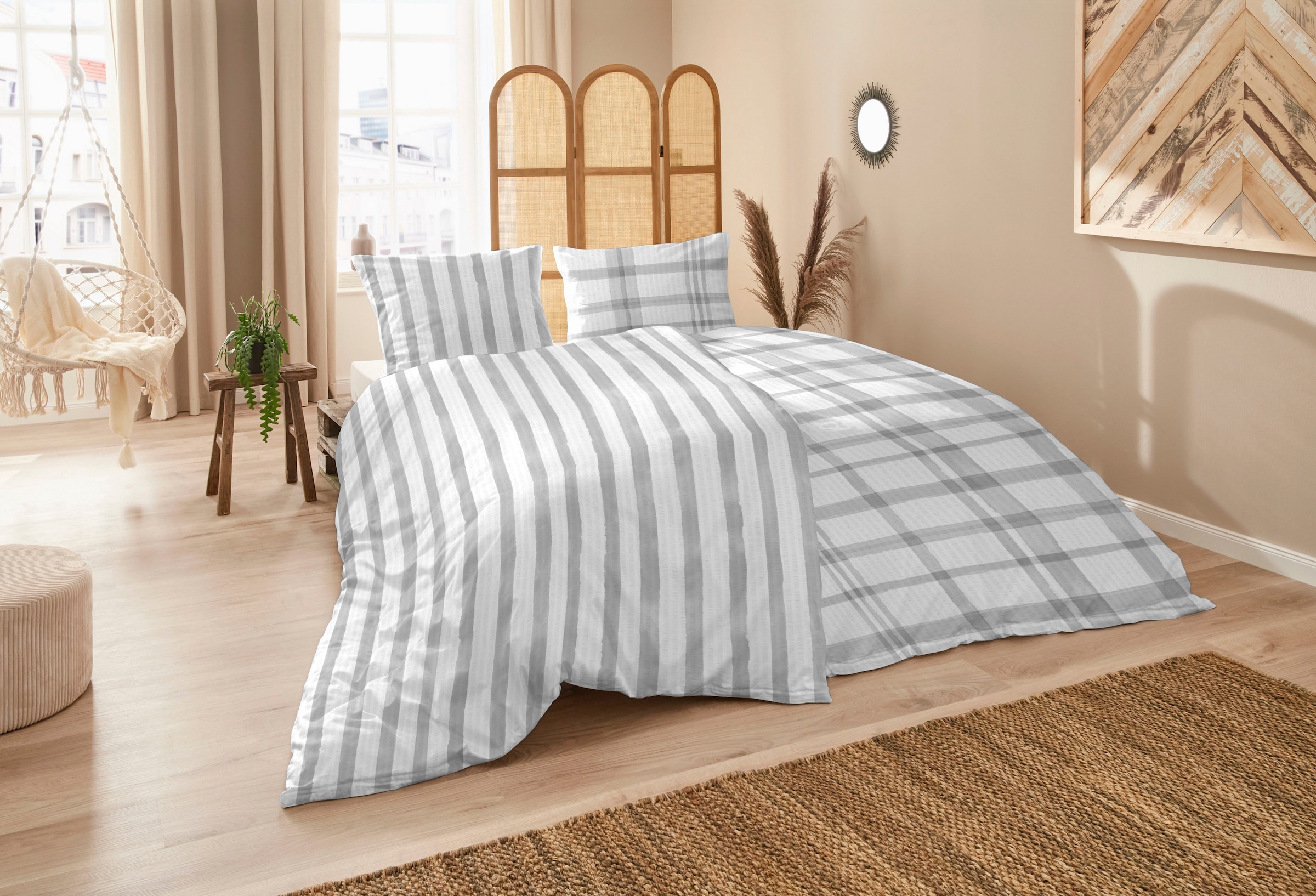 Primera Bettwäsche »Primera Soft-Seersucker-Bettwäsche Casilla«, in einem klassischen Karo-Design