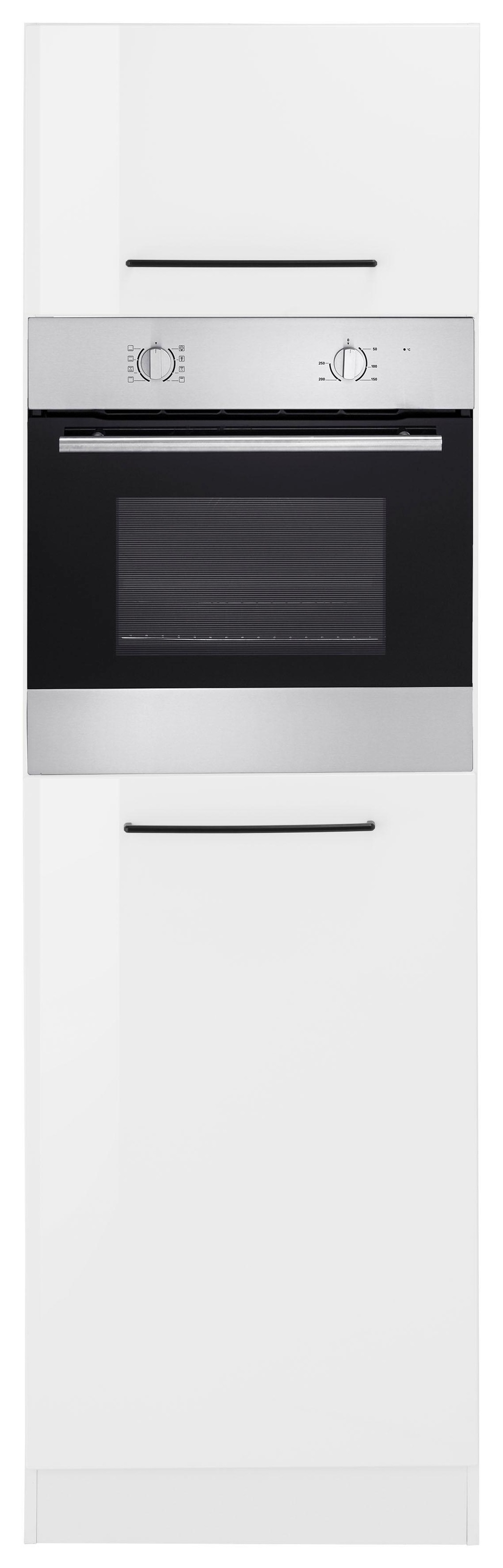 KOCHSTATION Backofenumbauschrank "KS-Tulsa" 60 cm breit, 200 cm hoch, für Einbaubackofen, schwarze Metallgriffe