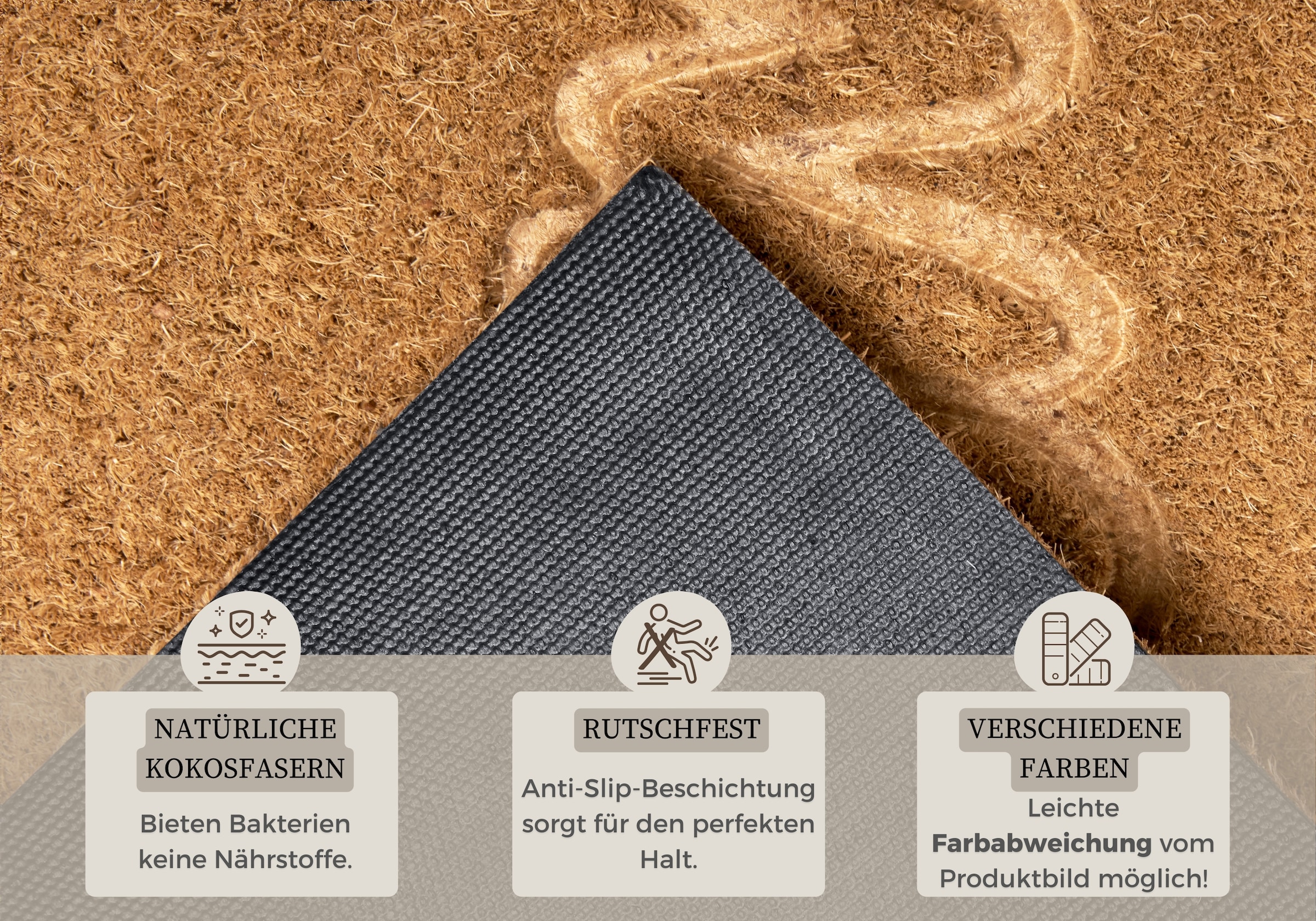 HANSE Home Fussmatte »Welcome, Türmatte«, rechteckig, 15 mm Höhe, Kokos, Schmutzfangmatte, Outdoor, Rutschfest, Innen, Kokosmatte, Flur