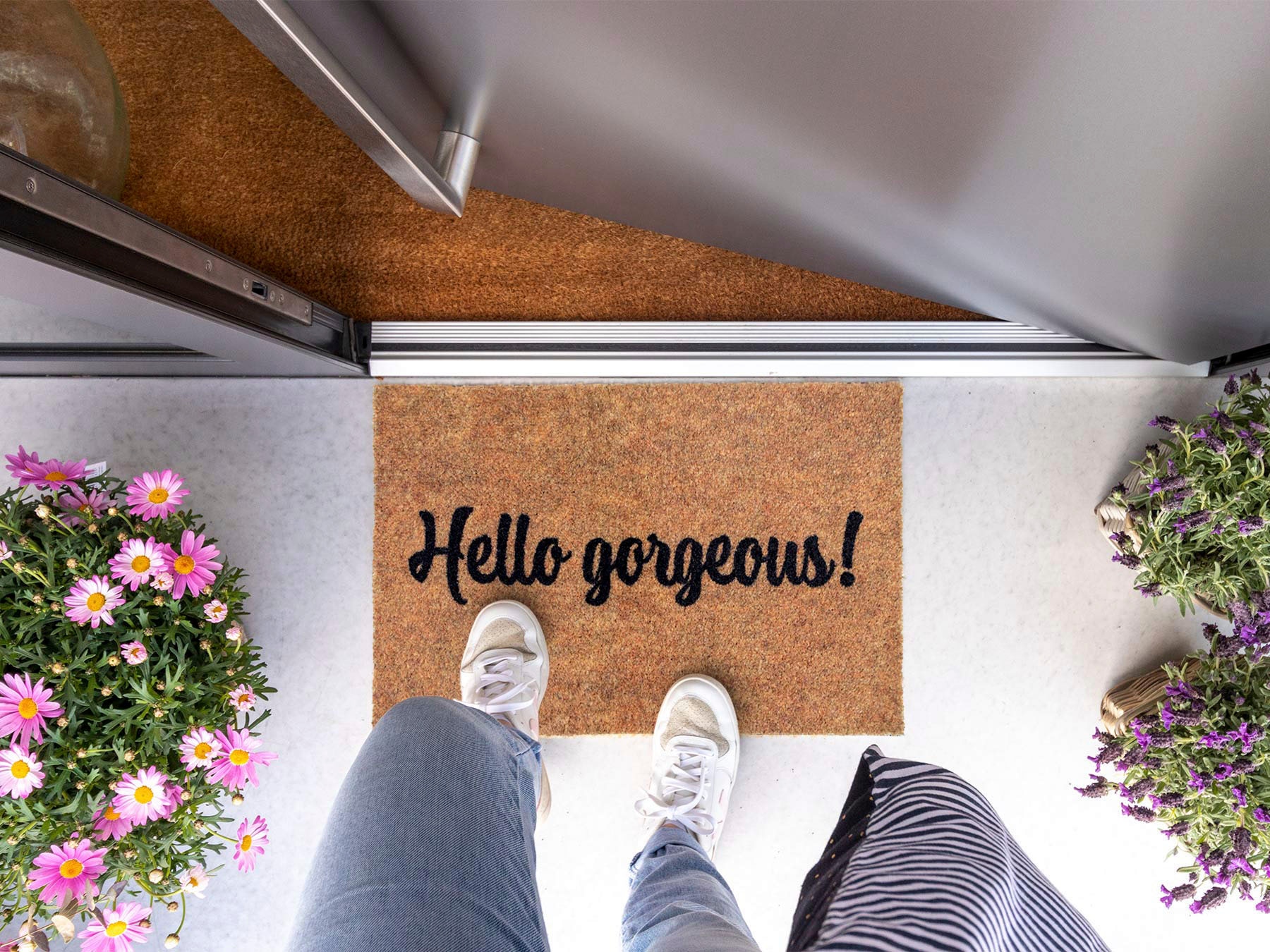 Primaflor-Ideen in Textil Fussmatte »Schmutzfangmatte COUNTRY, Hello«, rechteckig, 7 mm Höhe, Schmutzfangmatte, Kokos-Optik, rutschhemmende Rückseite, waschbar