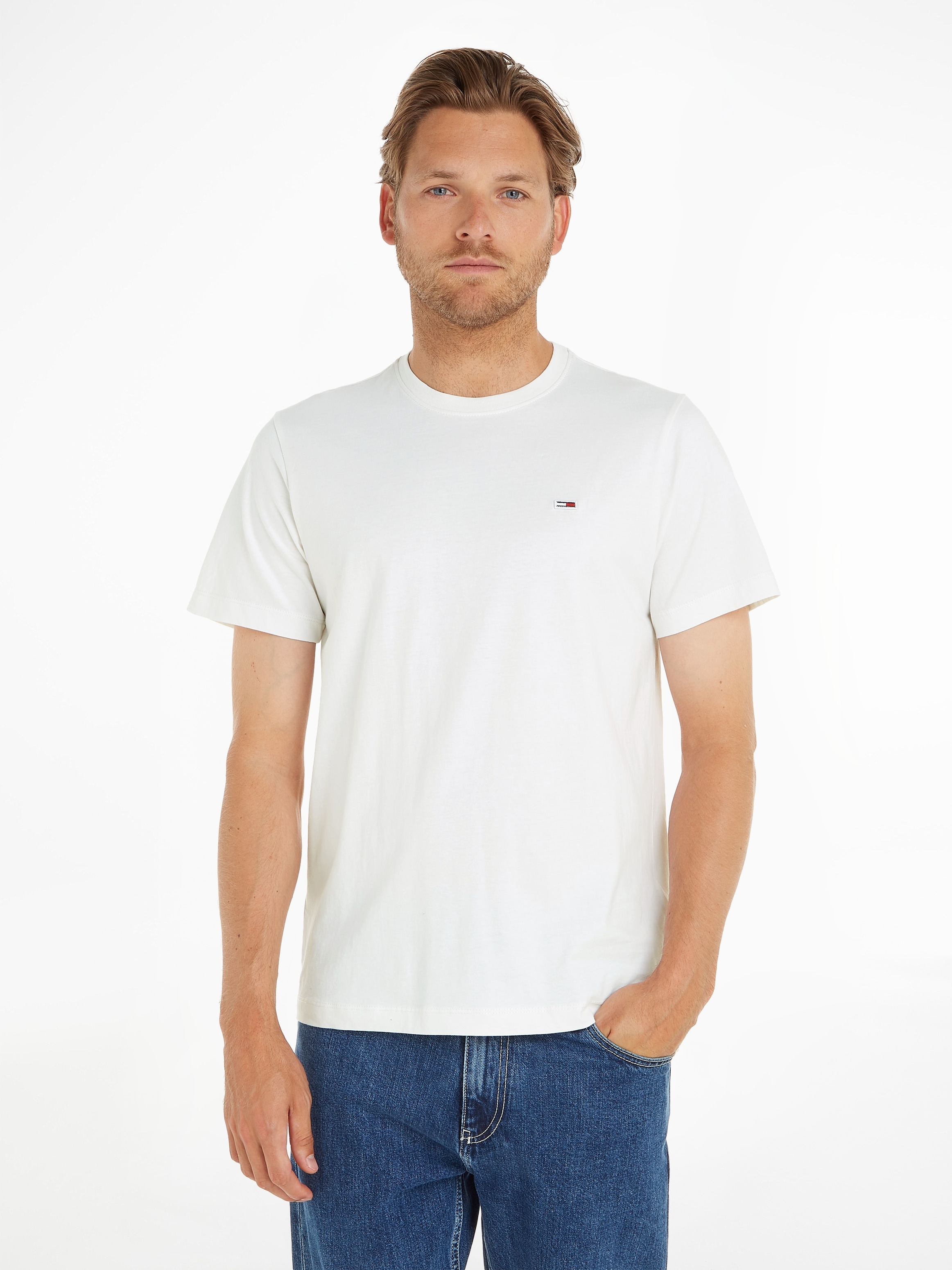 Tommy Jeans T-Shirt »TJM CLASSIC JERSEY C NECK«, mit Logostickerei