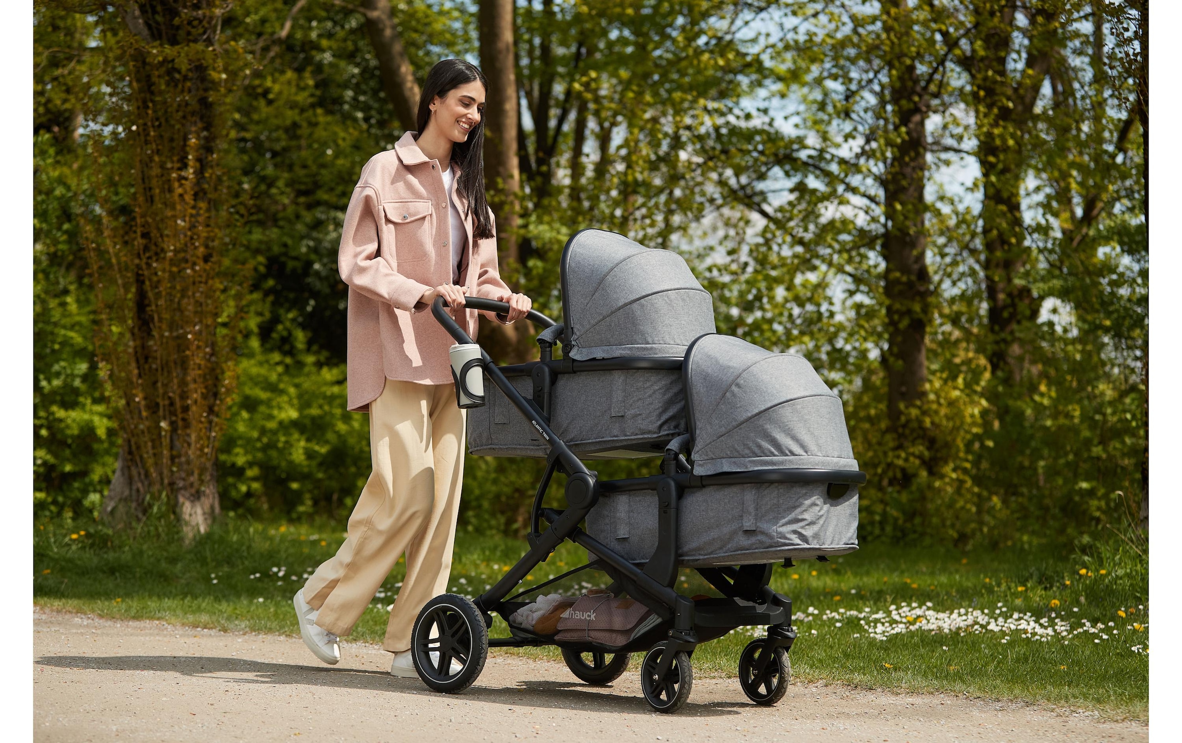 Hauck Geschwisterwagen »Atlantic Twin Melange Grey«, 36 kg