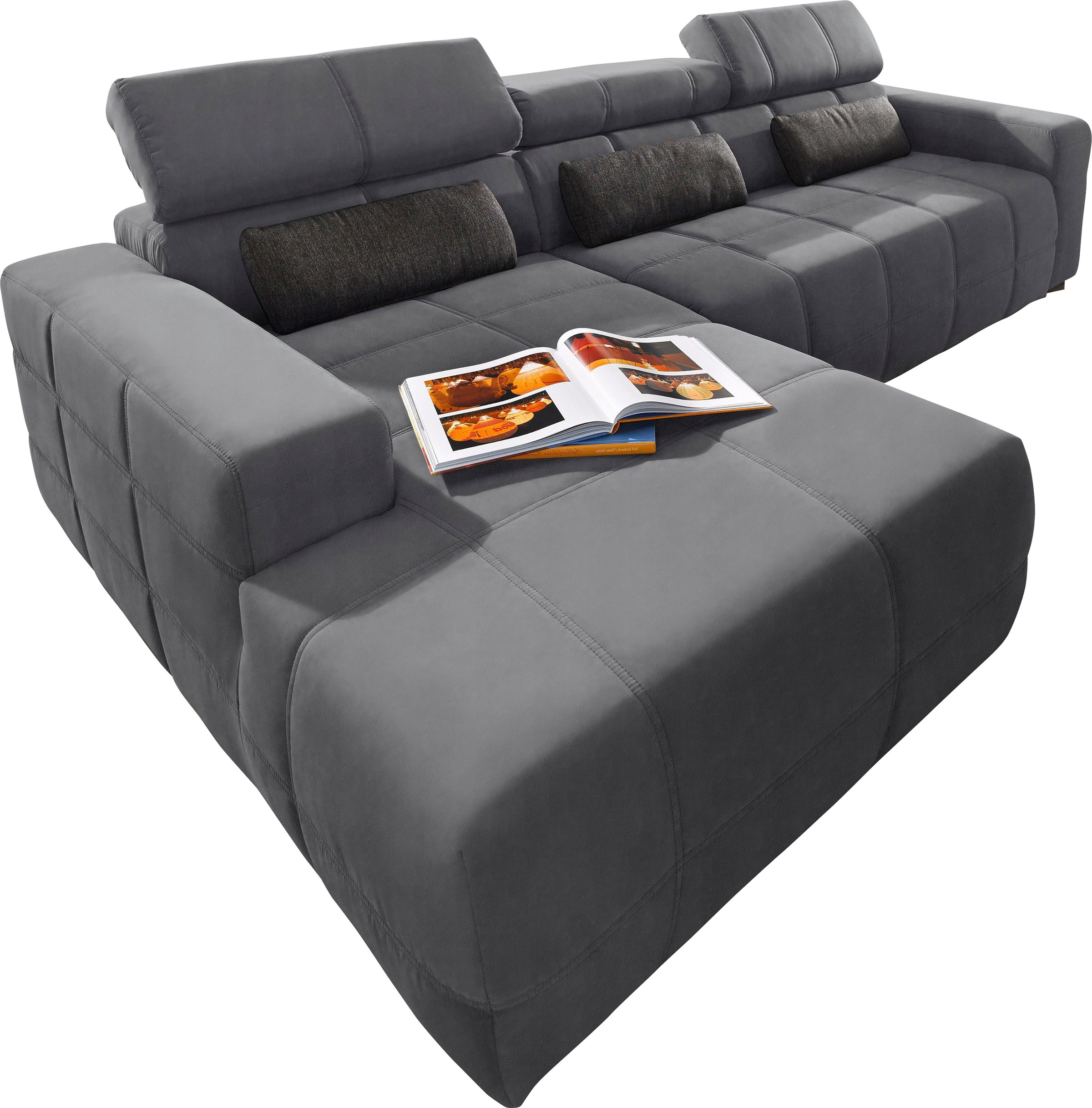 DOMO collection Ecksofa »Brandon grosse Ausführung B/T/H: 289/177/80 cm, auch in Leder und Cord«, mit Kopfteilverstellung, wahlweise Sitztiefenverstellung, L-Form